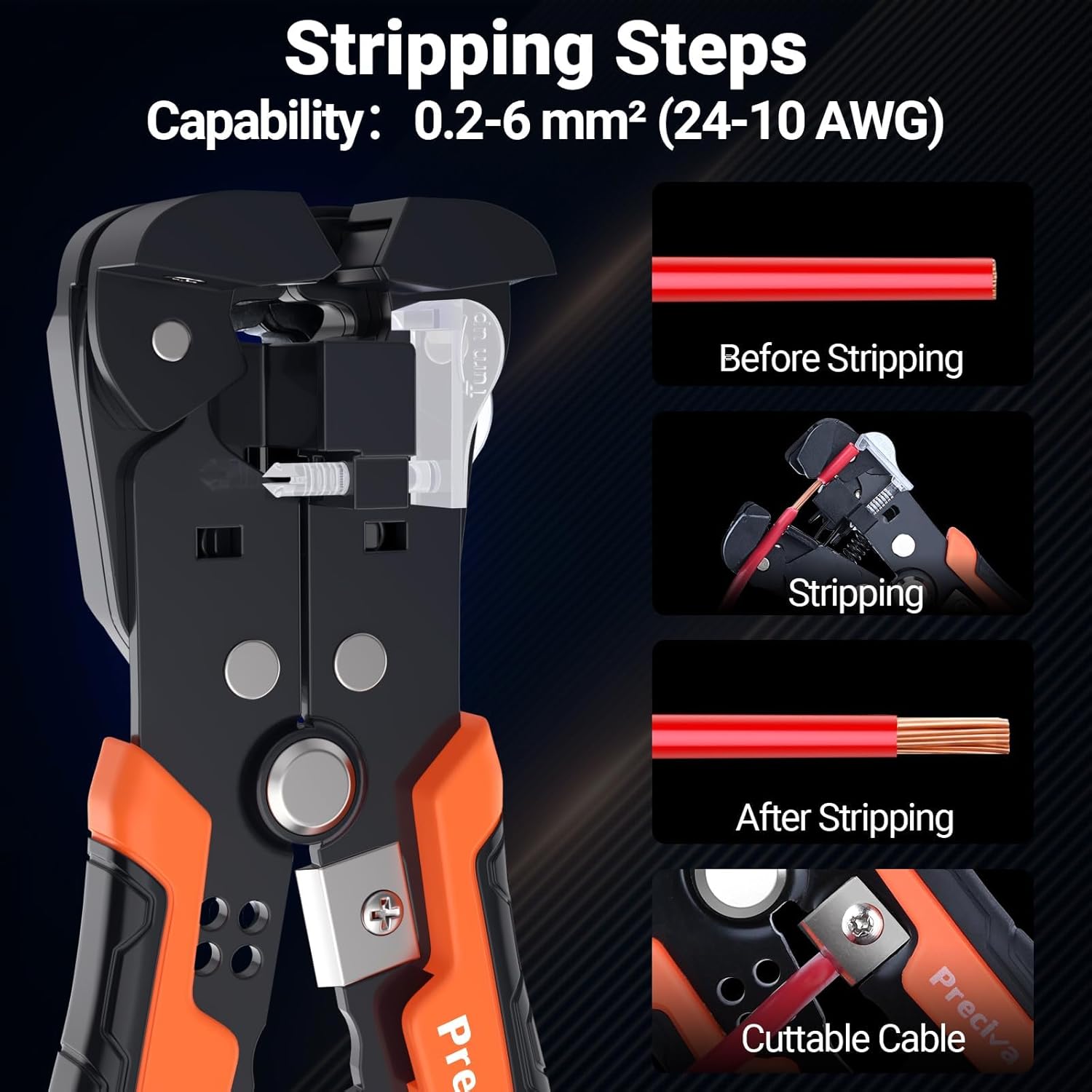 Imagen de Preciva Kit de Alicates Electricista 3 en 1, Crimpadora Profesional + Pelacables Automático + 1660 Piezas Punteras Electricas, Crimpadora Terminales Electricos 0,08-16 mm²