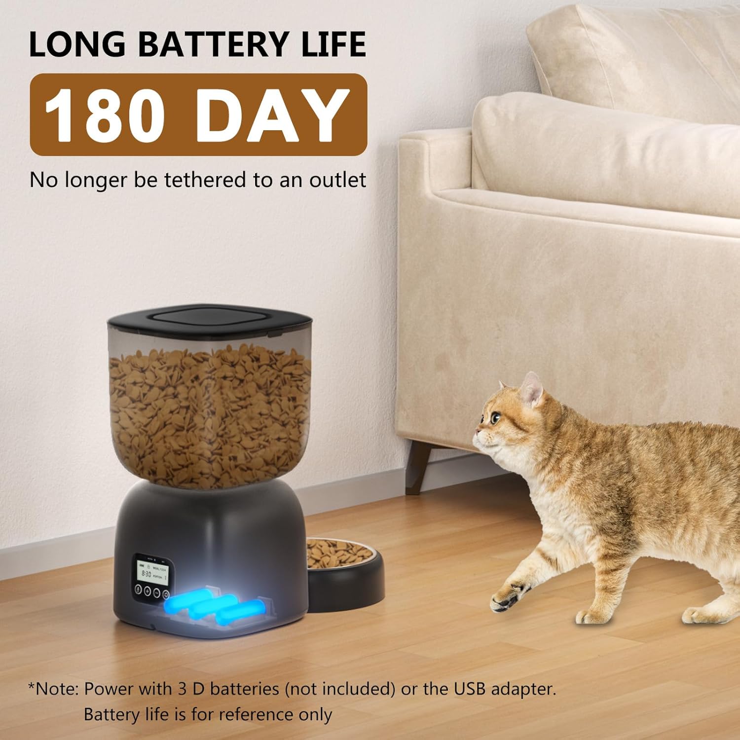 Imagen de PUPPY KITTY Cady Comedero Automático Gato, 3L Dispensador Comida Gatos con Grabación de Voz 10S, Duración de la Batería hasta 180 Días, 1 a 5 Comidas