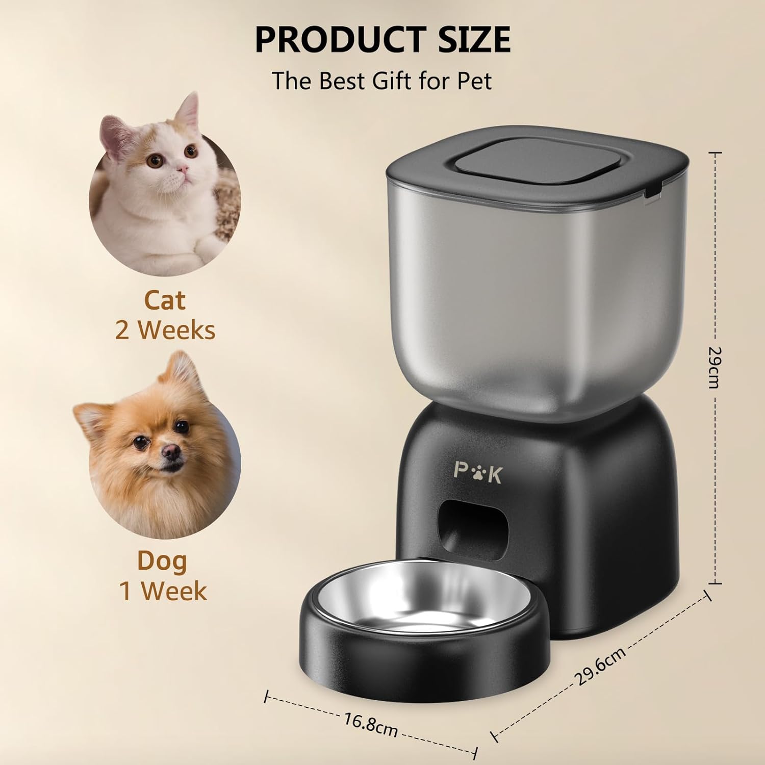 Imagen de PUPPY KITTY Cady Comedero Automático Gato, 3L Dispensador Comida Gatos con Grabación de Voz 10S, Duración de la Batería hasta 180 Días, 1 a 5 Comidas