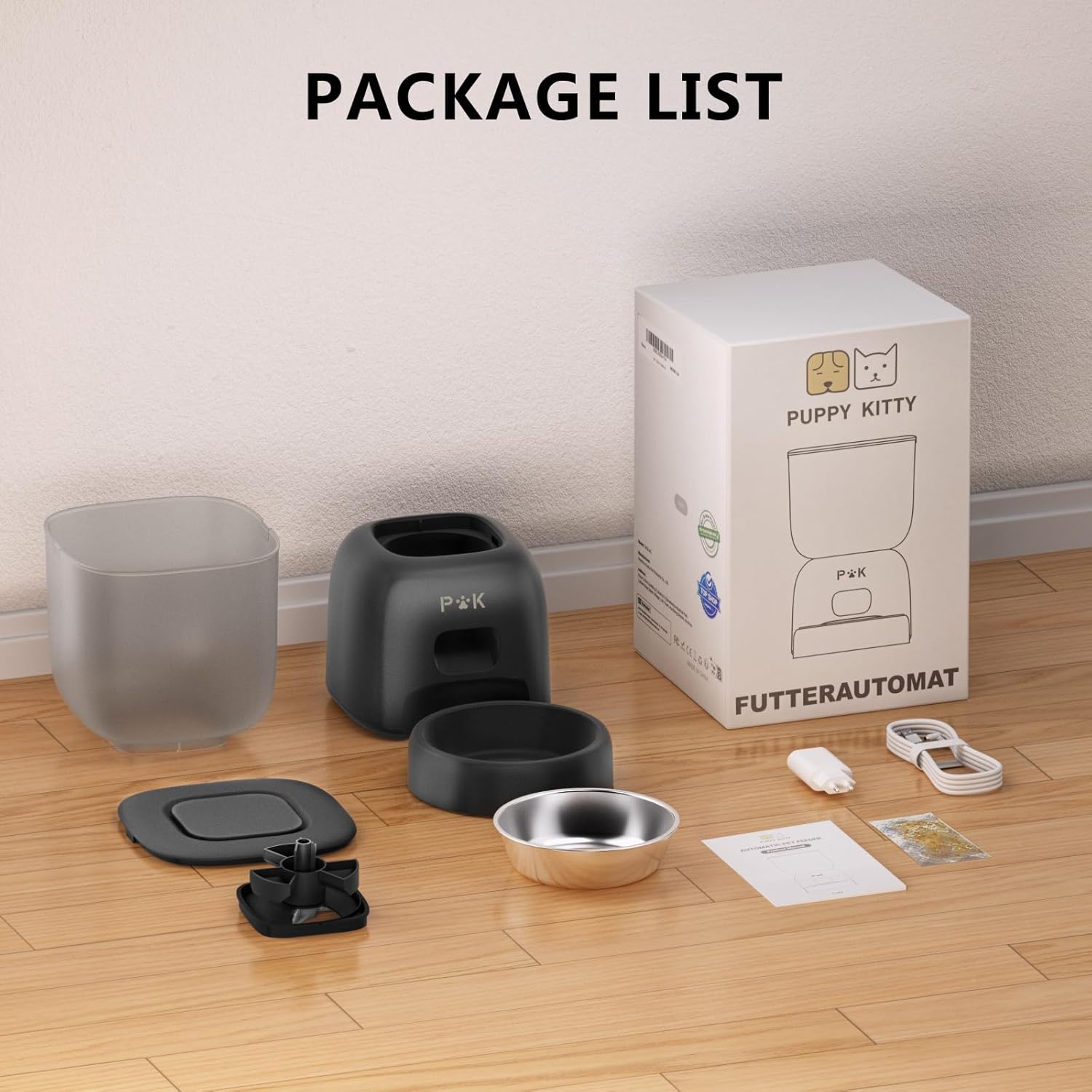 Imagen de PUPPY KITTY Cady Comedero Automático Gato, 3L Dispensador Comida Gatos con Grabación de Voz 10S, Duración de la Batería hasta 180 Días, 1 a 5 Comidas
