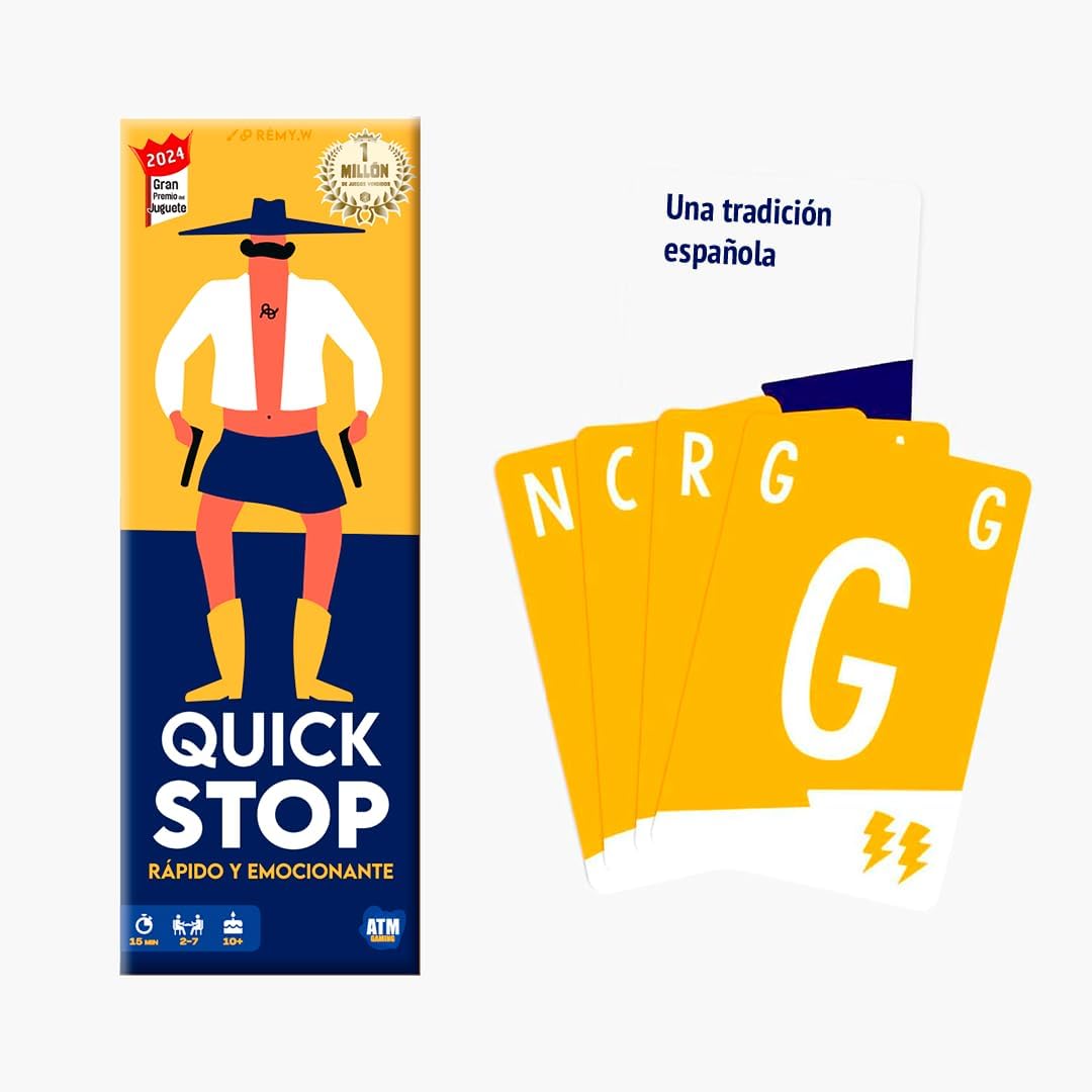 Imagen de Quick Stop - Juegos de Mesa Dinámico y Divertido para Familia y Amigos - Gran Premio del Juguete 2024 - Versión Entretenida del Juego Stop - Regalo Original - Español