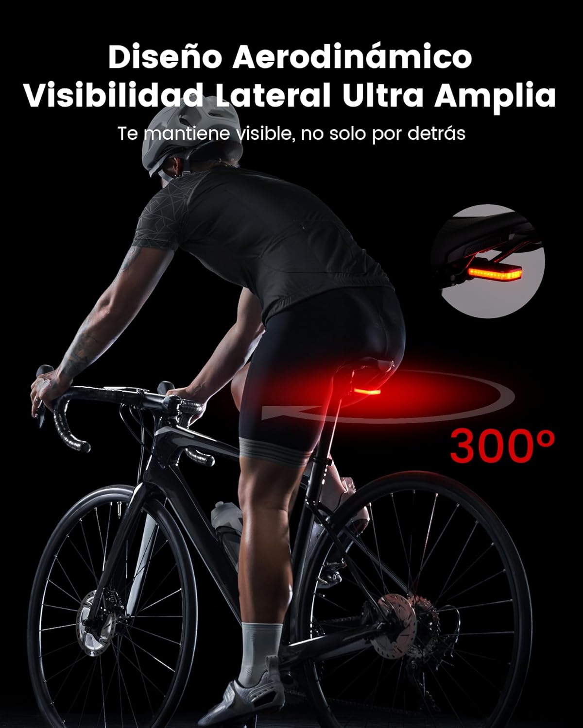 Imagen de RAVEMEN CL01 30 Lúmenes Inteligente Luces Trasera para Bicicleta, Gran Angular de 300° para Ciclismo Nocturno por Carretera o Conducción en Ciudad Detección de Freno 5 Modos Detección de Freno