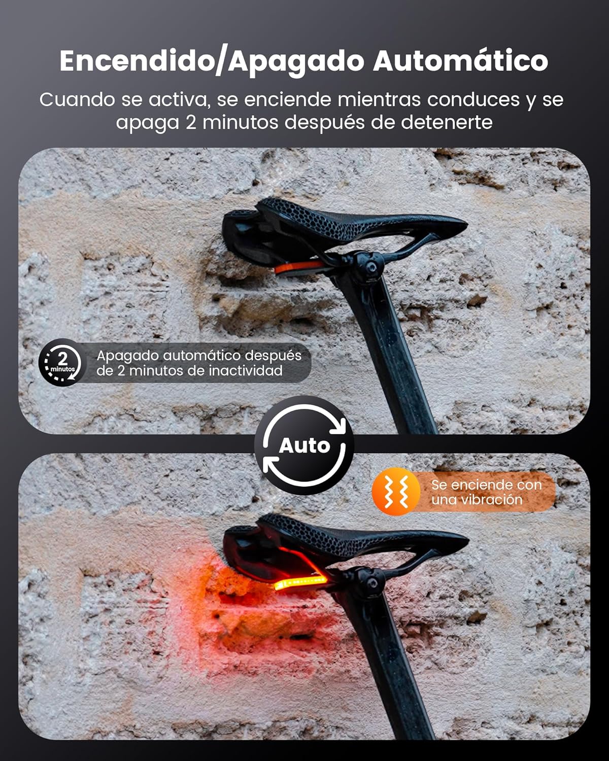 Imagen de RAVEMEN CL01 30 Lúmenes Inteligente Luces Trasera para Bicicleta, Gran Angular de 300° para Ciclismo Nocturno por Carretera o Conducción en Ciudad Detección de Freno 5 Modos Detección de Freno