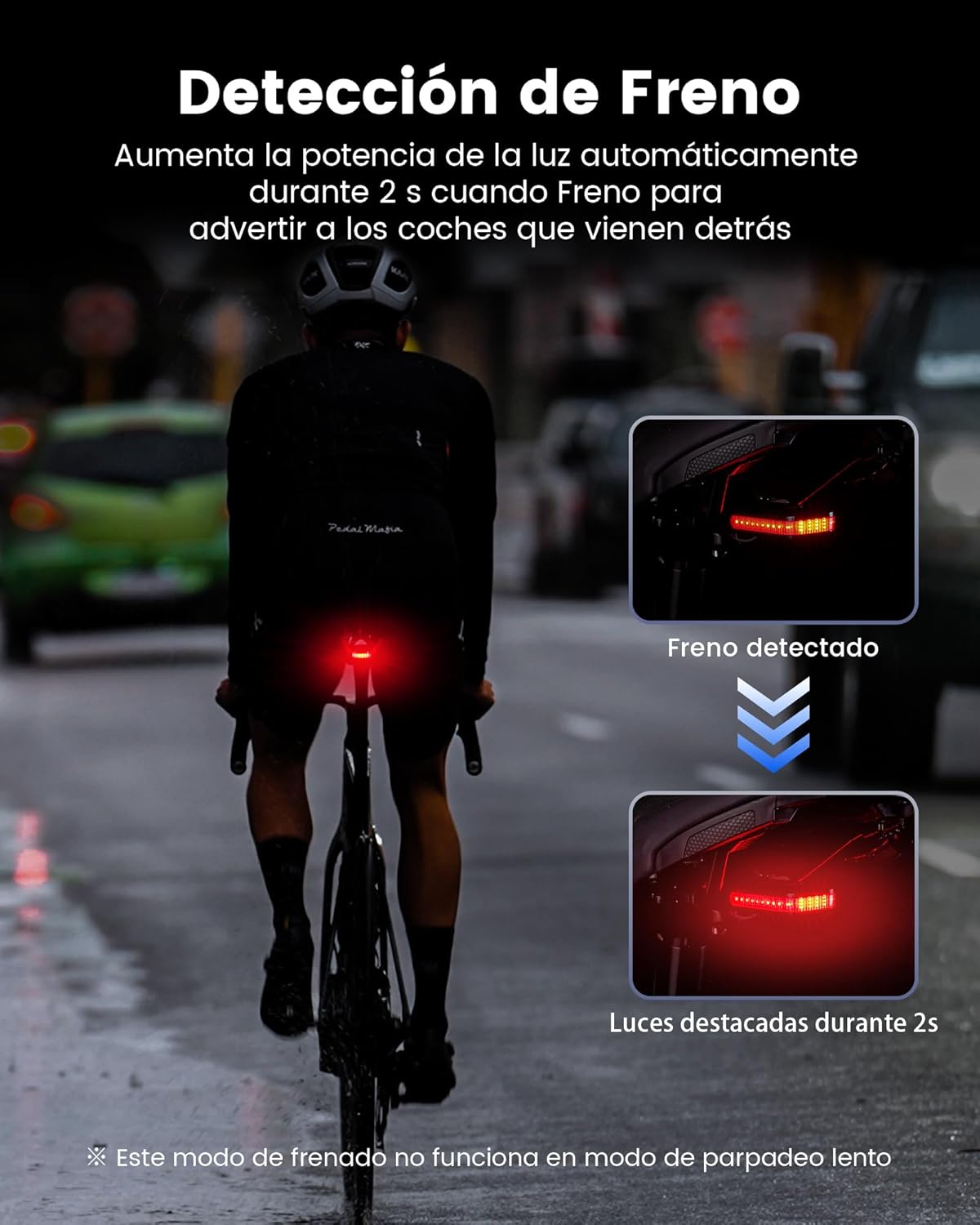 Imagen de RAVEMEN CL01 30 Lúmenes Inteligente Luces Trasera para Bicicleta, Gran Angular de 300° para Ciclismo Nocturno por Carretera o Conducción en Ciudad Detección de Freno 5 Modos Detección de Freno