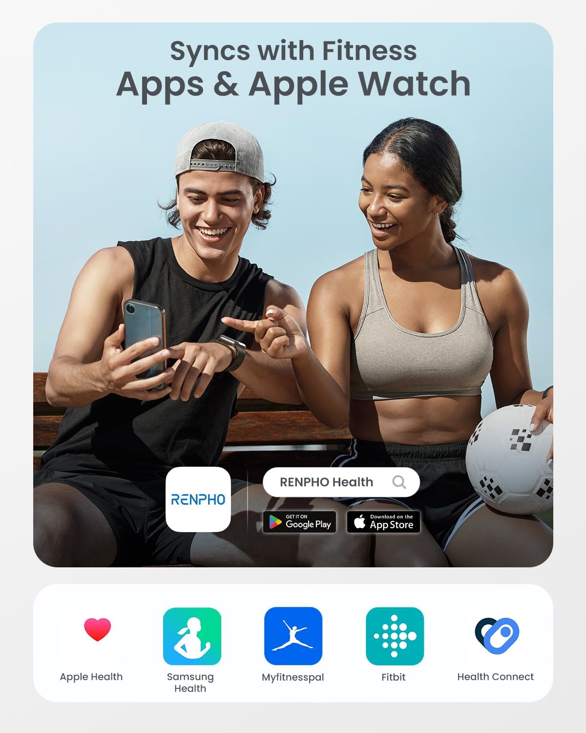 Imagen de RENPHO Báscula de Peso Corporal, Báscula de Baño Inteligente de 8 Electrodos con IMC, Masa Muscular, Seguimiento Fitness, Monitor de Composición Corporal de Alta Precisión, MorphoScan Base