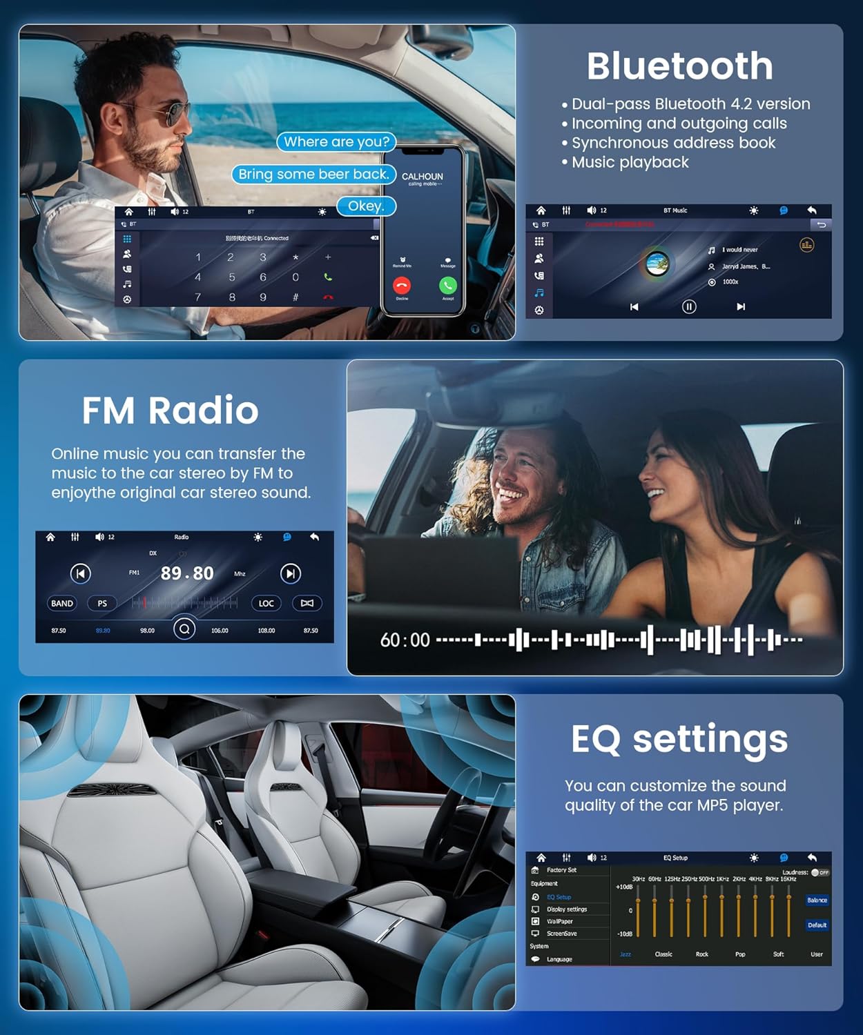 Imagen de Rimoody Wireless Carplay Radio de Coche 1 DIN con 6.9 Pulgadas IPS Pantalla para Coche con Bluetooth Manos Libres FM Tipo C USB EQ Control del Volante Cámara Trasera