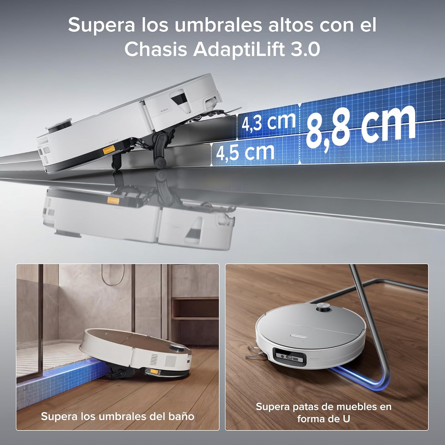 Imagen de roborock Saros 20 Sonic Robot Aspirador 36.000 Pa, Motor HyperForce, Doble Sistema Antienredos, Chasis AdaptiLift Supera Umbrales de 8,8 cm, Nuevo RockDock, Planificación por Voz SmartPlan 3.0