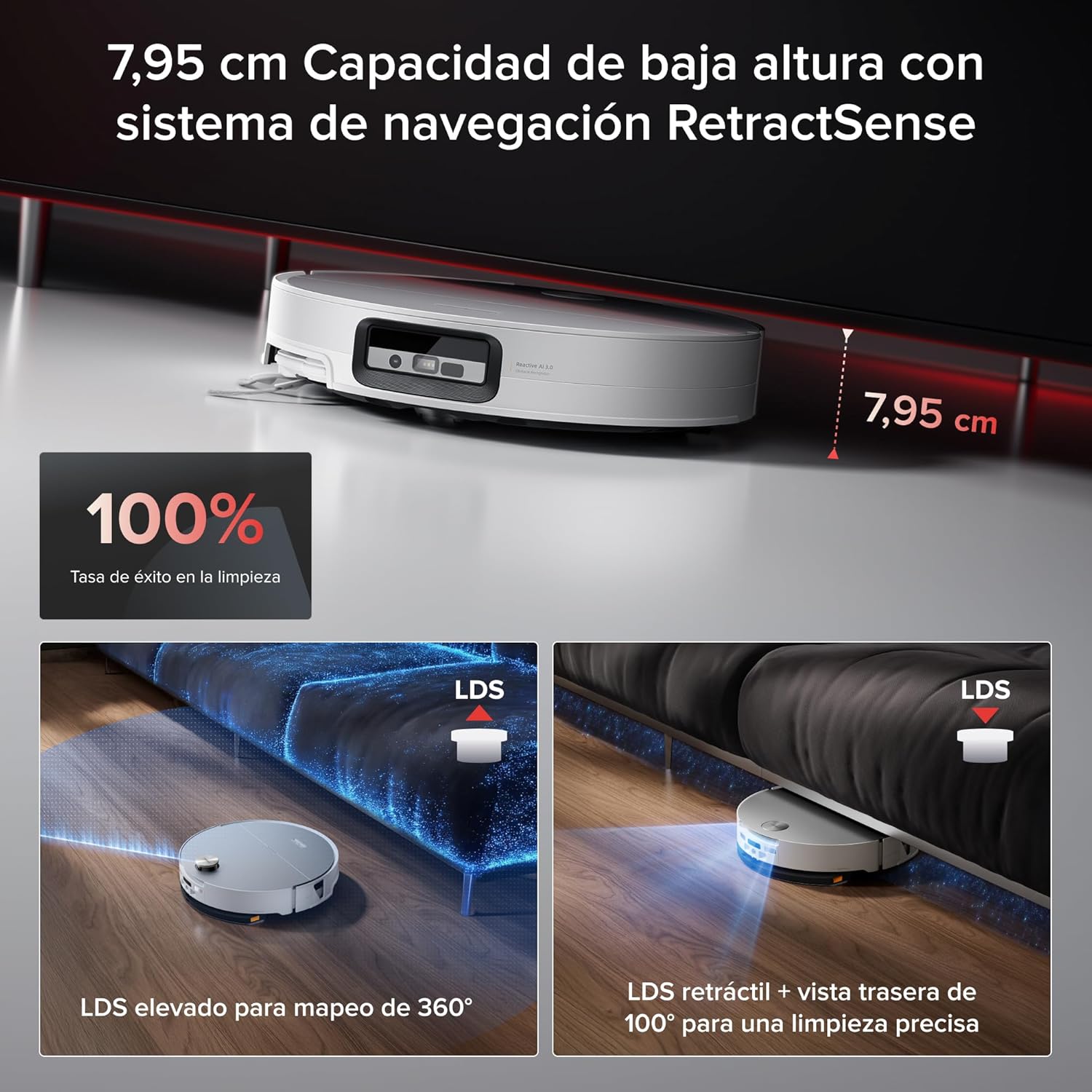 Imagen de roborock Saros 20 Sonic Robot Aspirador 36.000 Pa, Motor HyperForce, Doble Sistema Antienredos, Chasis AdaptiLift Supera Umbrales de 8,8 cm, Nuevo RockDock, Planificación por Voz SmartPlan 3.0