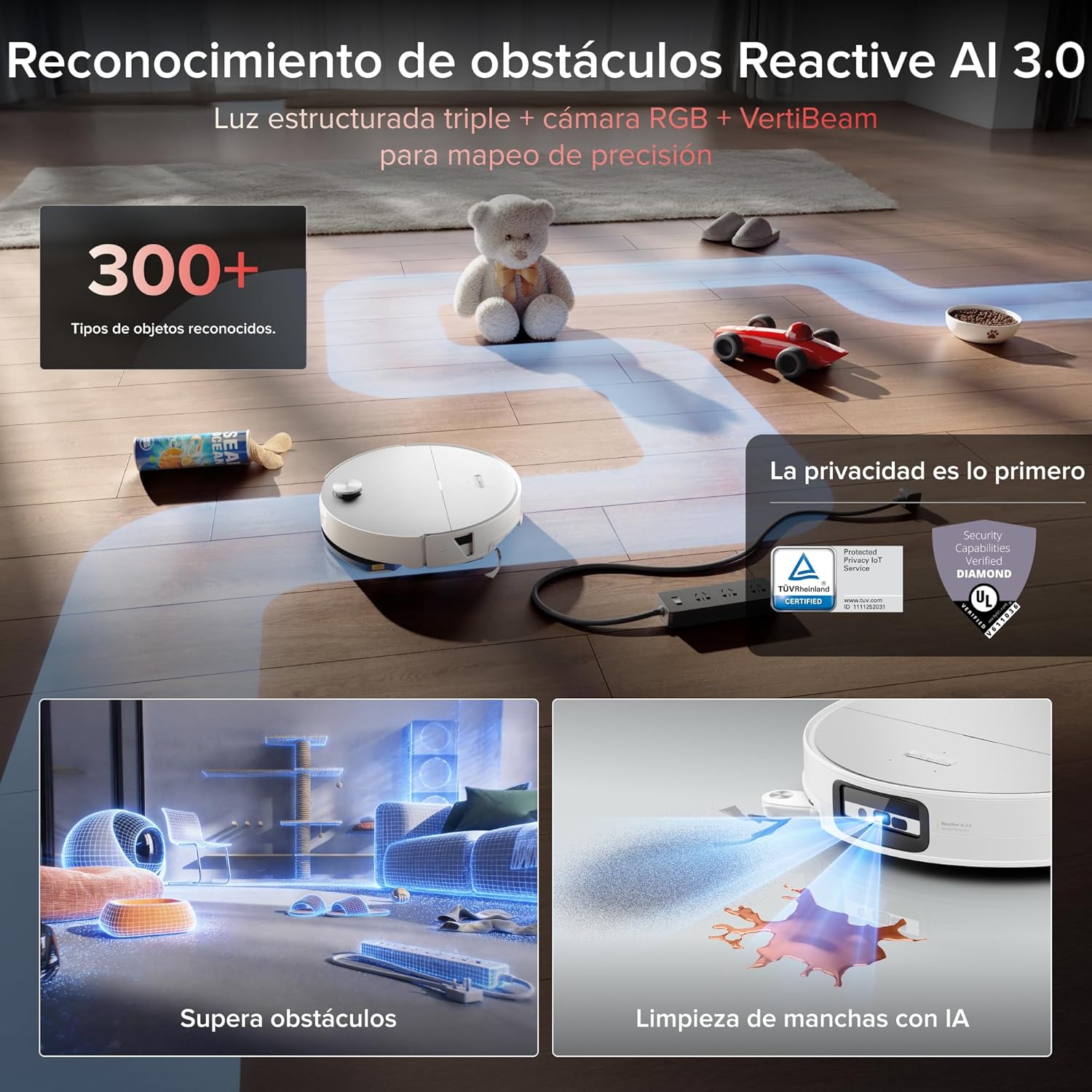 Imagen de roborock Saros 20 Sonic Robot Aspirador 36.000 Pa, Motor HyperForce, Doble Sistema Antienredos, Chasis AdaptiLift Supera Umbrales de 8,8 cm, Nuevo RockDock, Planificación por Voz SmartPlan 3.0