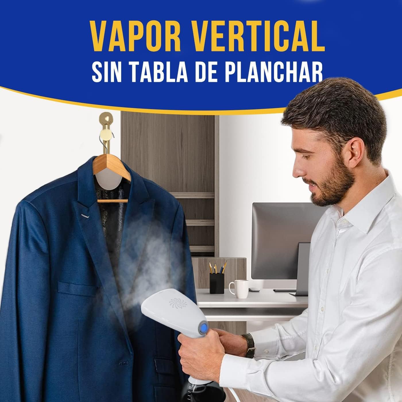 Imagen de Rolipo Plancha Vertical Vapor 1640W, 400ML Plancha Vapor Cepillo de Vapor Removedor de Arrugas Para El Hogar, La Oficina, Los Viajes