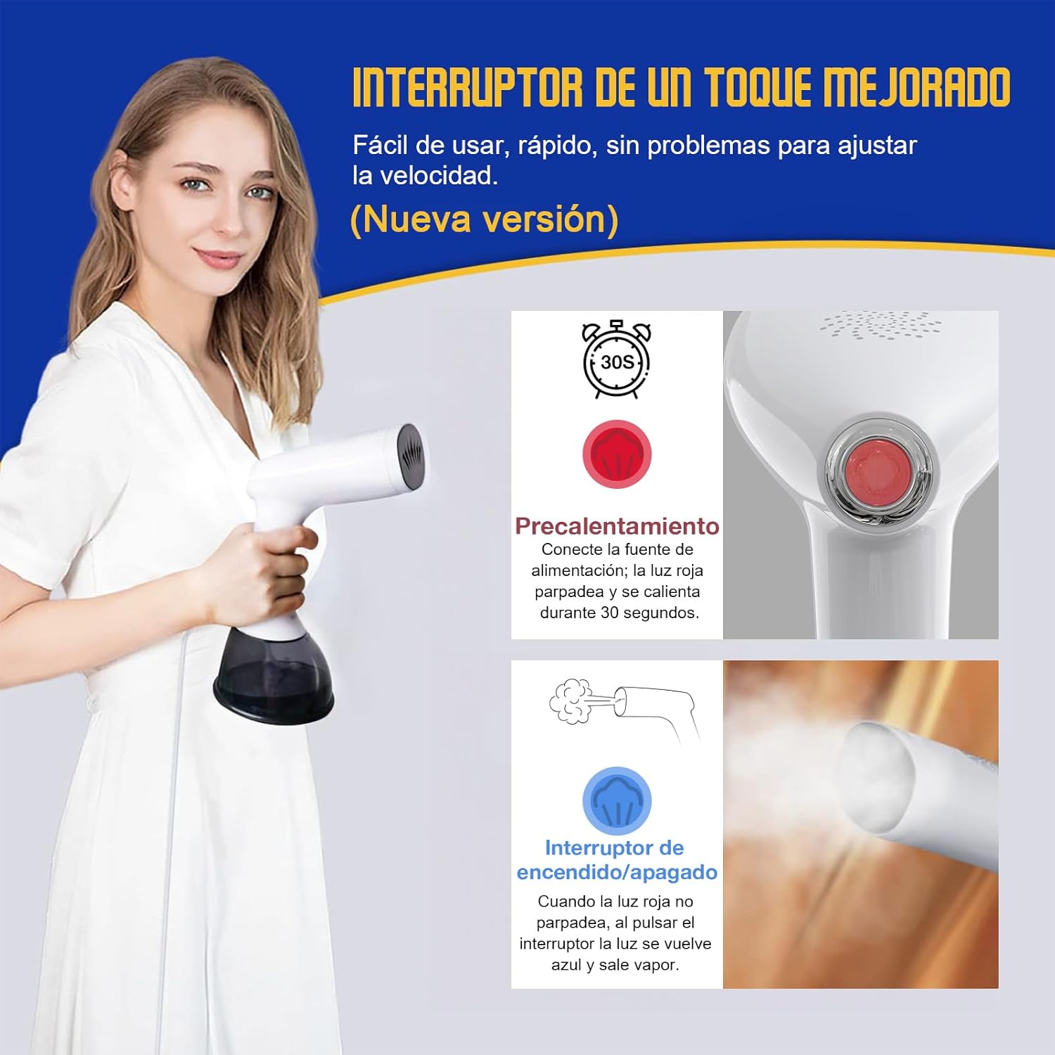 Imagen de Rolipo Plancha Vertical Vapor 1640W, 400ML Plancha Vapor Cepillo de Vapor Removedor de Arrugas Para El Hogar, La Oficina, Los Viajes