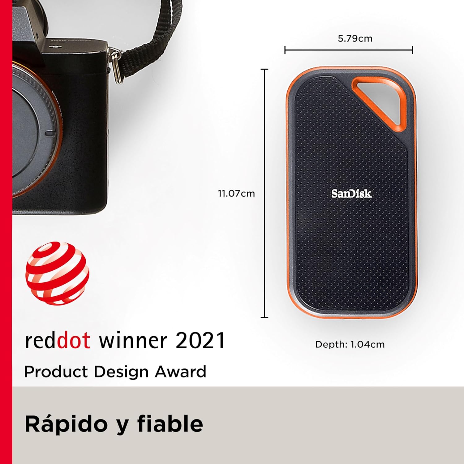 Imagen de SanDisk Extreme PRO SSD Externo Portátil 1 TB (Disco duro externo SSD con velodidad de lectura e de escritura hasta 2000 MB/s, 256-bit AES hardware encryption, Clasificación IP65)