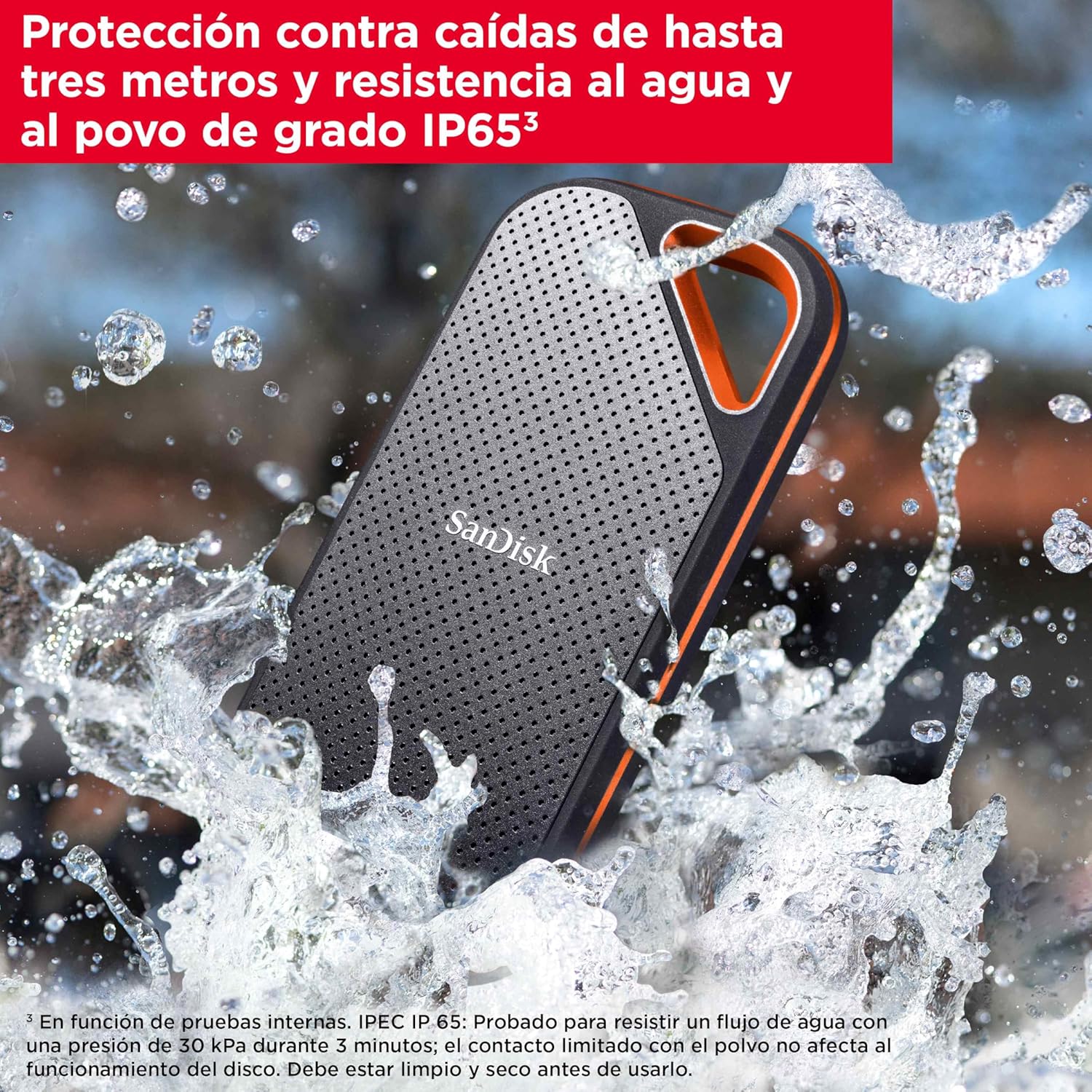 Imagen de SanDisk Extreme PRO SSD Externo Portátil 1 TB (Disco duro externo SSD con velodidad de lectura e de escritura hasta 2000 MB/s, 256-bit AES hardware encryption, Clasificación IP65)