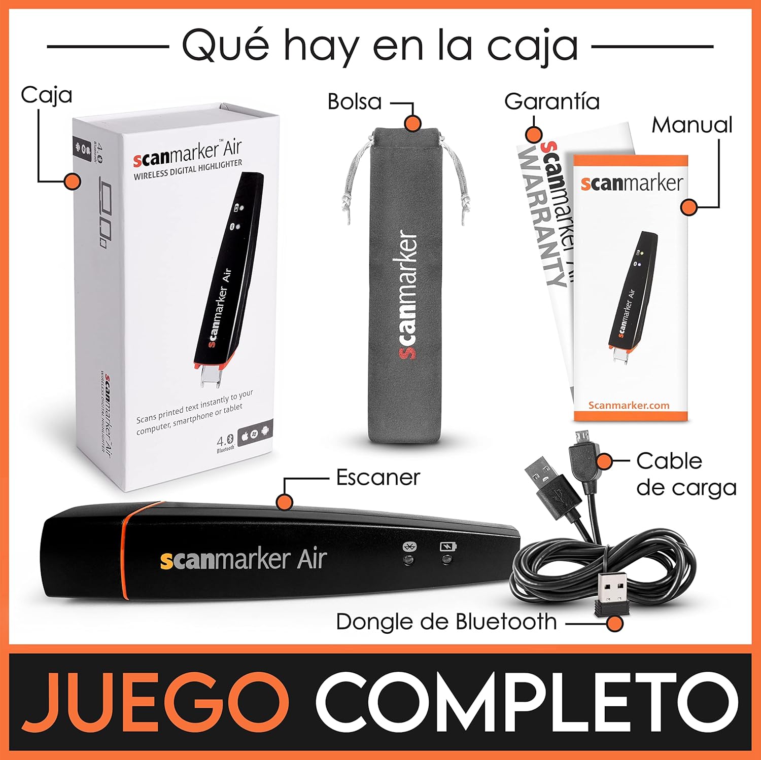 Imagen de Scanmarker Air Lápiz Escáner- Lector y Destacador OCR Digital - Inalámbrico (Mac Win iOS Android) (Negro)