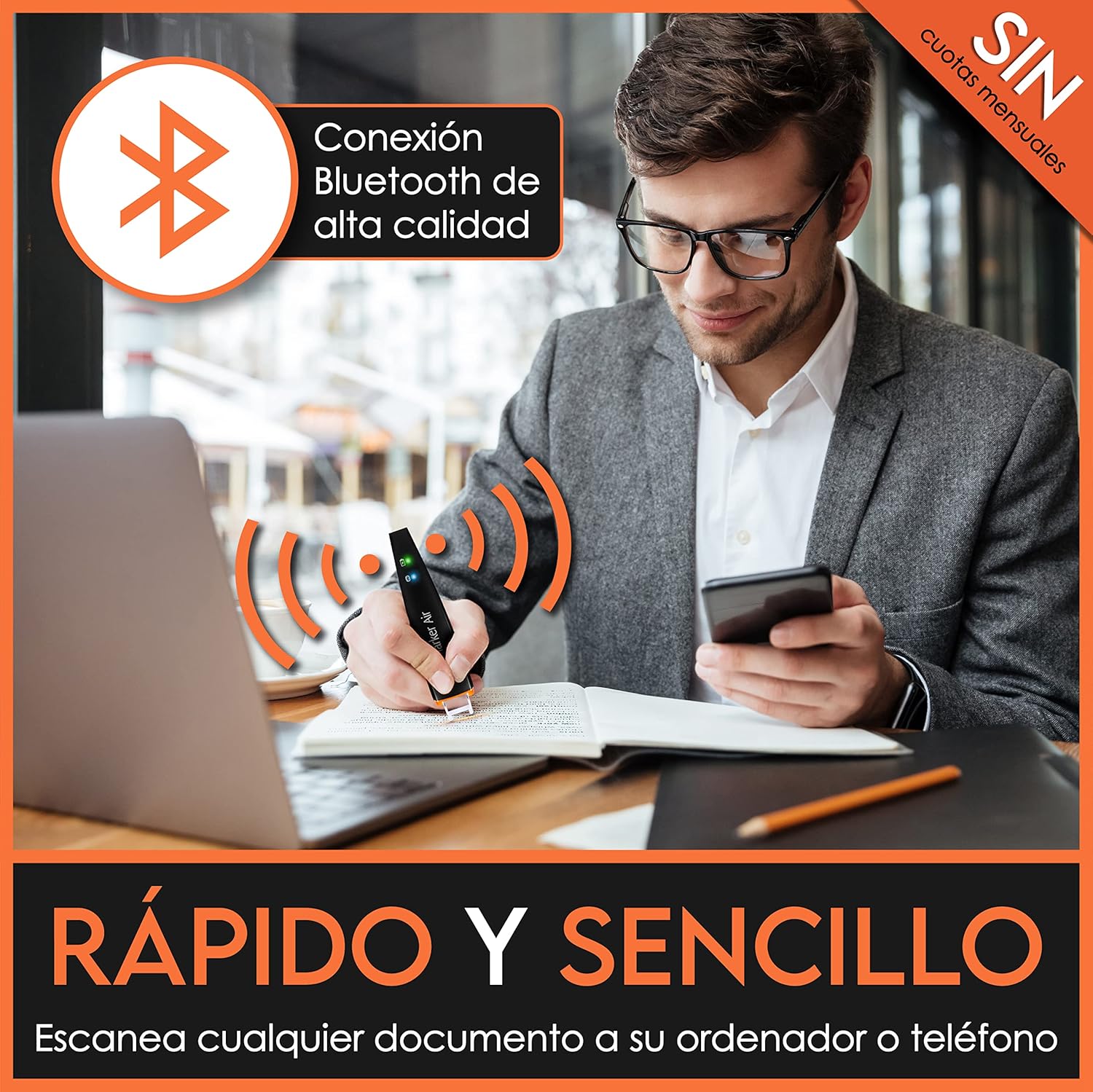 Imagen de Scanmarker Air Lápiz Escáner- Lector y Destacador OCR Digital - Inalámbrico (Mac Win iOS Android) (Negro)