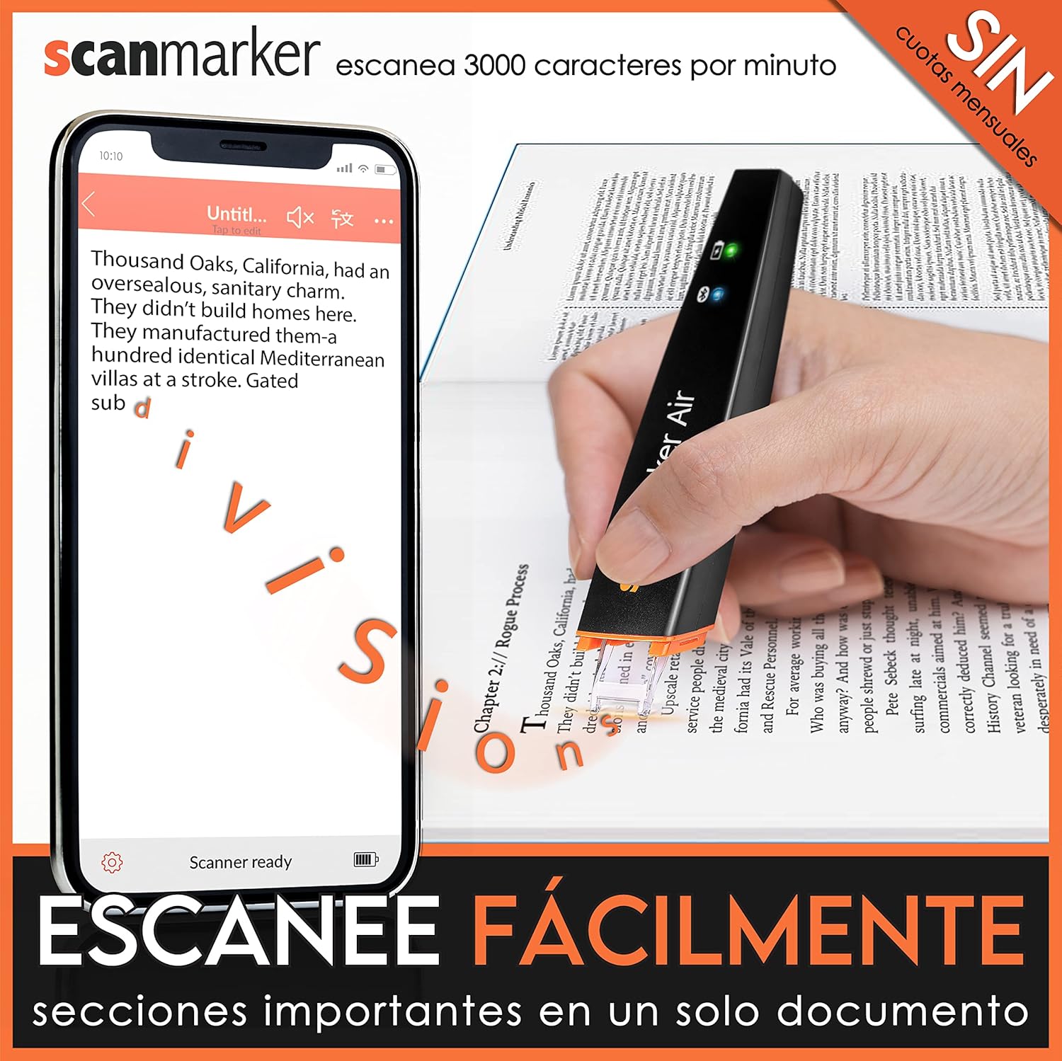 Imagen de Scanmarker Air Lápiz Escáner- Lector y Destacador OCR Digital - Inalámbrico (Mac Win iOS Android) (Negro)