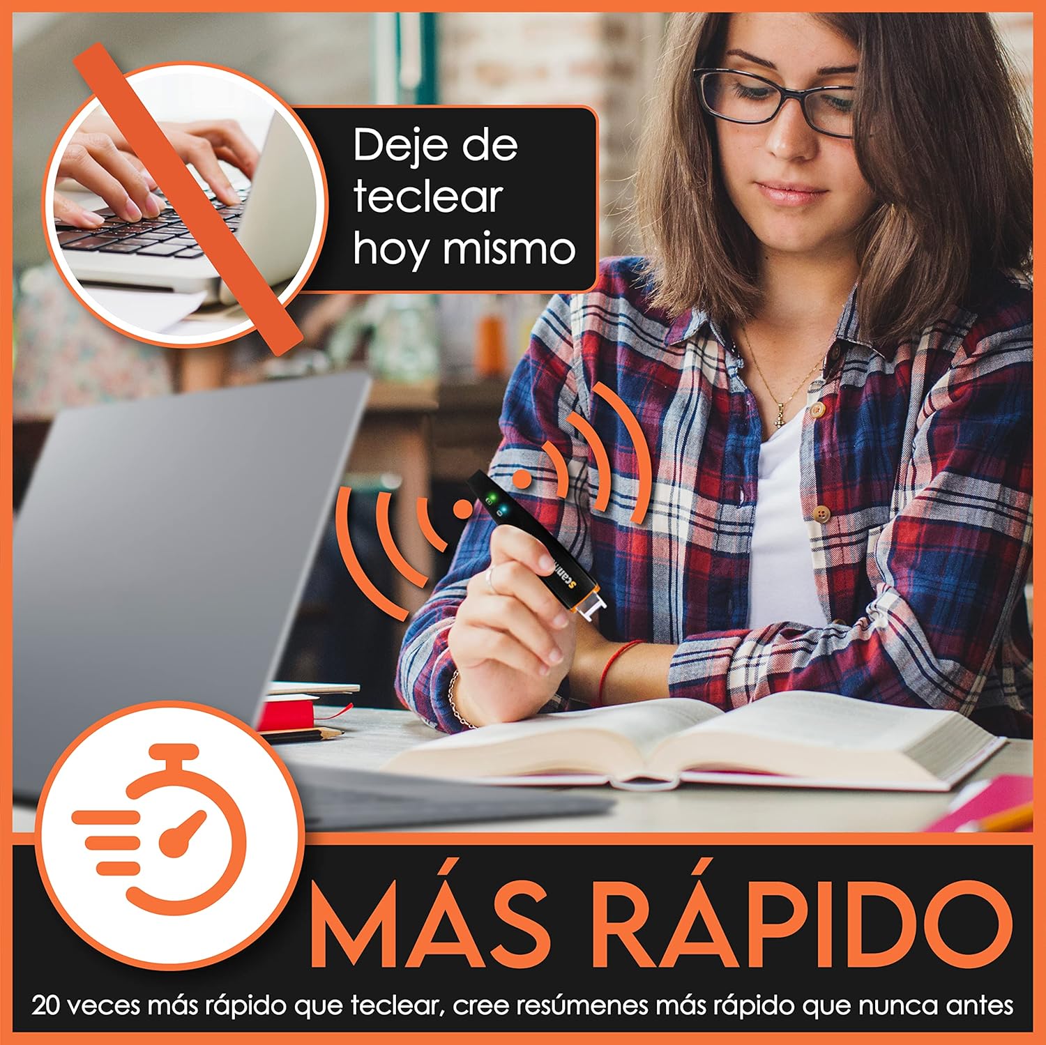 Imagen de Scanmarker Air Lápiz Escáner- Lector y Destacador OCR Digital - Inalámbrico (Mac Win iOS Android) (Negro)