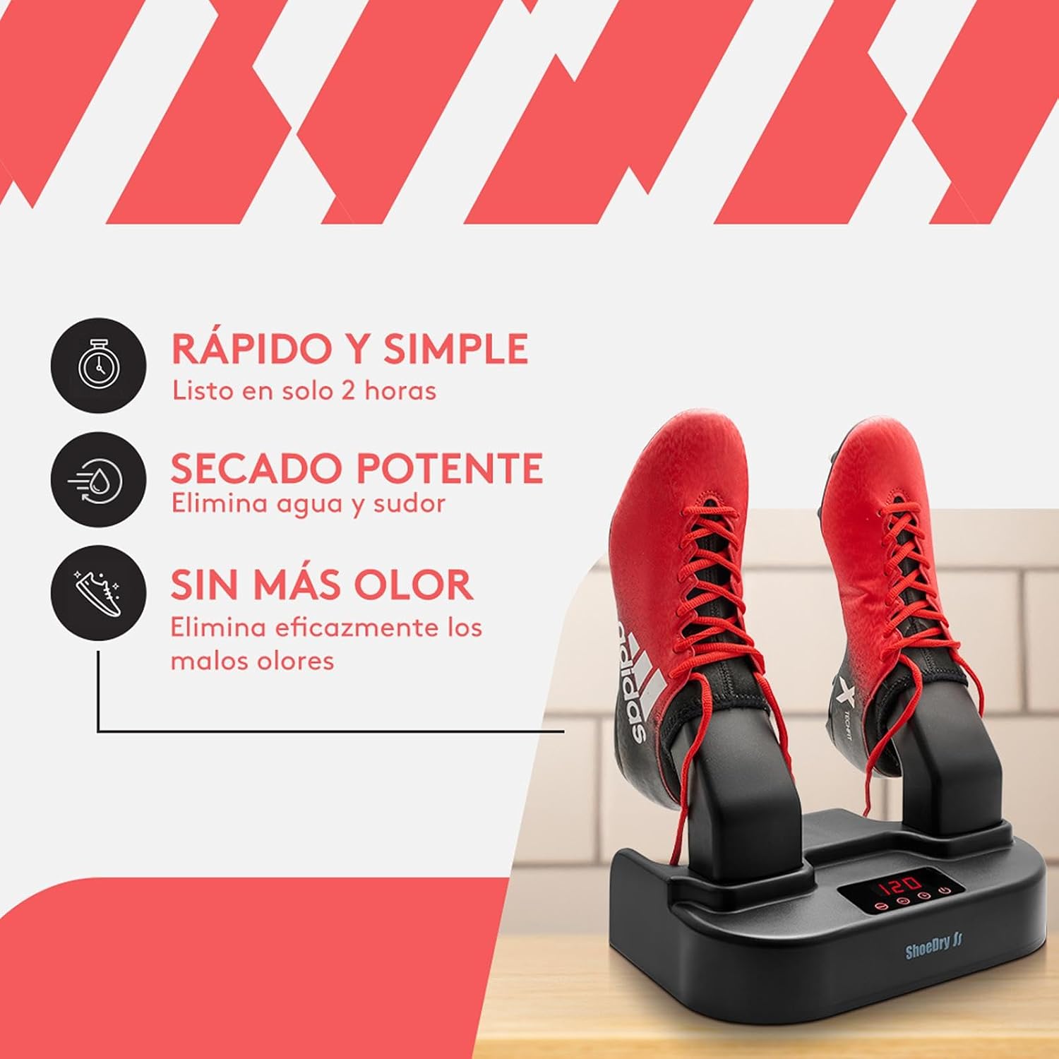 Imagen de SHOEDRY Ozone - Secador y Refrescador de Zapatos - Tecnología de Ozono - Elimina bacterias y Hongos - Sin olores desagradables - Zapatos Frescos y limpios - Eficiente energéticamente.