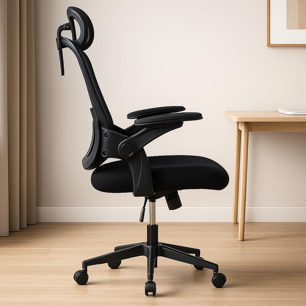 Imagen de Silla de Oficina | Escritorio o Estudio Ergonómica con Ruedas | Reposacabezas y Reposabrazos Ajustables | Soporte Lumbar | Respaldo de Malla Transpirable | Altura Regulable | Ideal casa o Trabajo