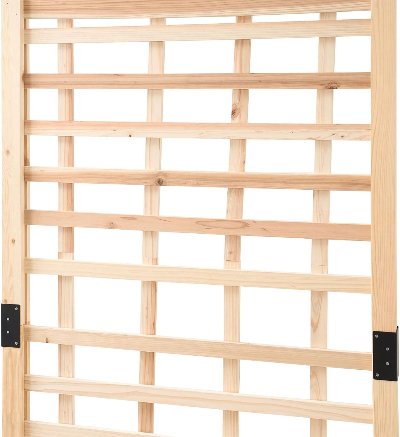 Imagen de soges Jardinera con enrejado, jardinera con enrejado y agujeros de drenaje, caja de madera natural, enrejado de jardín para plantas trepadoras, bancal de jardín para balcón o terraza, 90 × 40 × 151 cm