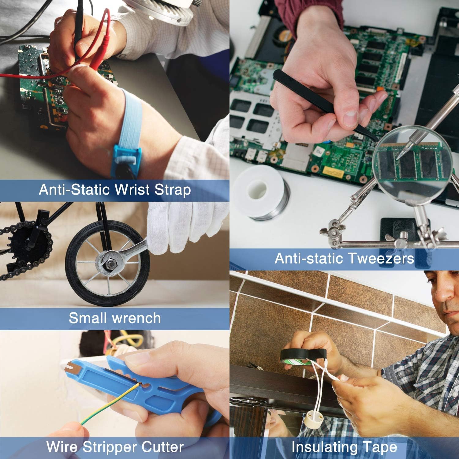 Imagen de Soldador Estaño Set 24 in 1 con Caja de Herramientas, 60W Kit Soldadura Eléctrónica con Multímetro Digital,Temperatura Ajustable 200-450℃,Puntas Soldador