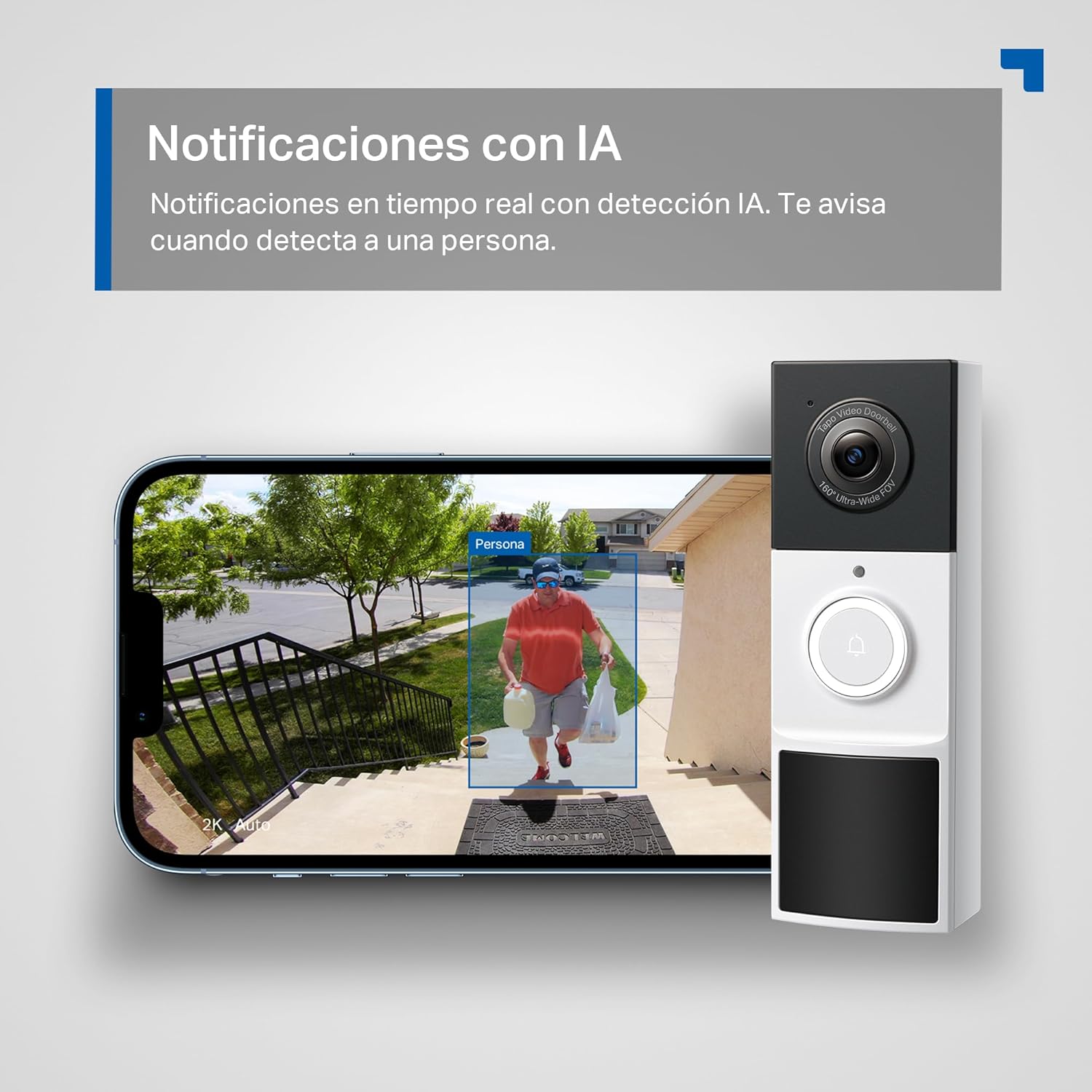 Imagen de Tapo D210 Timbre Inalámbrico con Cámara 2K, Timbre Videoportero WiFi Exterior Impermeable, Detección de Movimiento Inteligente, Visión Nocturna, Audio Bidireccional, Alerta, en Tarjeta SD/Nube