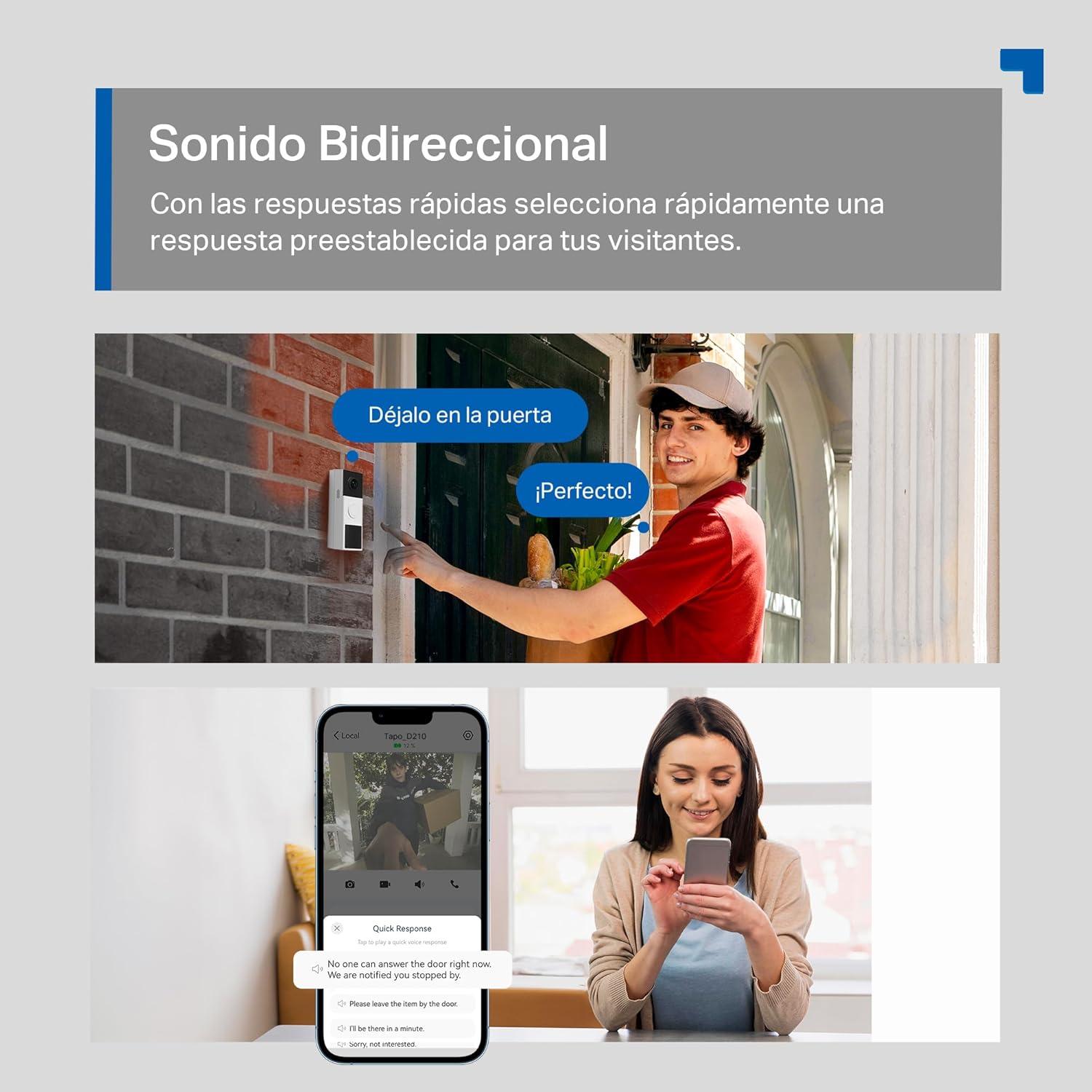 Imagen de Tapo D210 Timbre Inalámbrico con Cámara 2K, Timbre Videoportero WiFi Exterior Impermeable, Detección de Movimiento Inteligente, Visión Nocturna, Audio Bidireccional, Alerta, en Tarjeta SD/Nube
