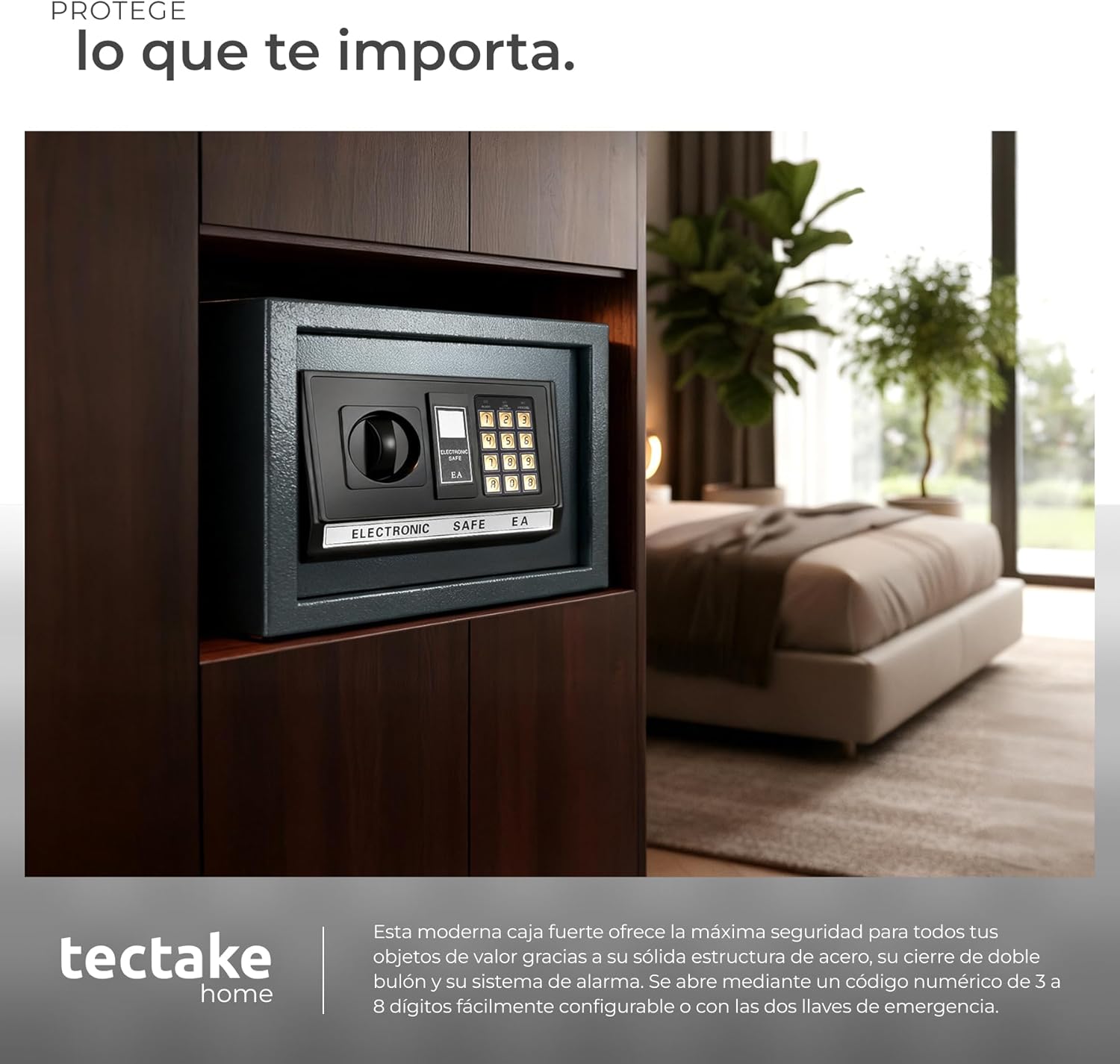 Imagen de tectake® caja fuerte pequeña con cerradura electronica, ideal para dinero, caja fuerte empotrable, cajas fuertes pequeñas, cajas de seguridad - 31 x 22 x 20 cm