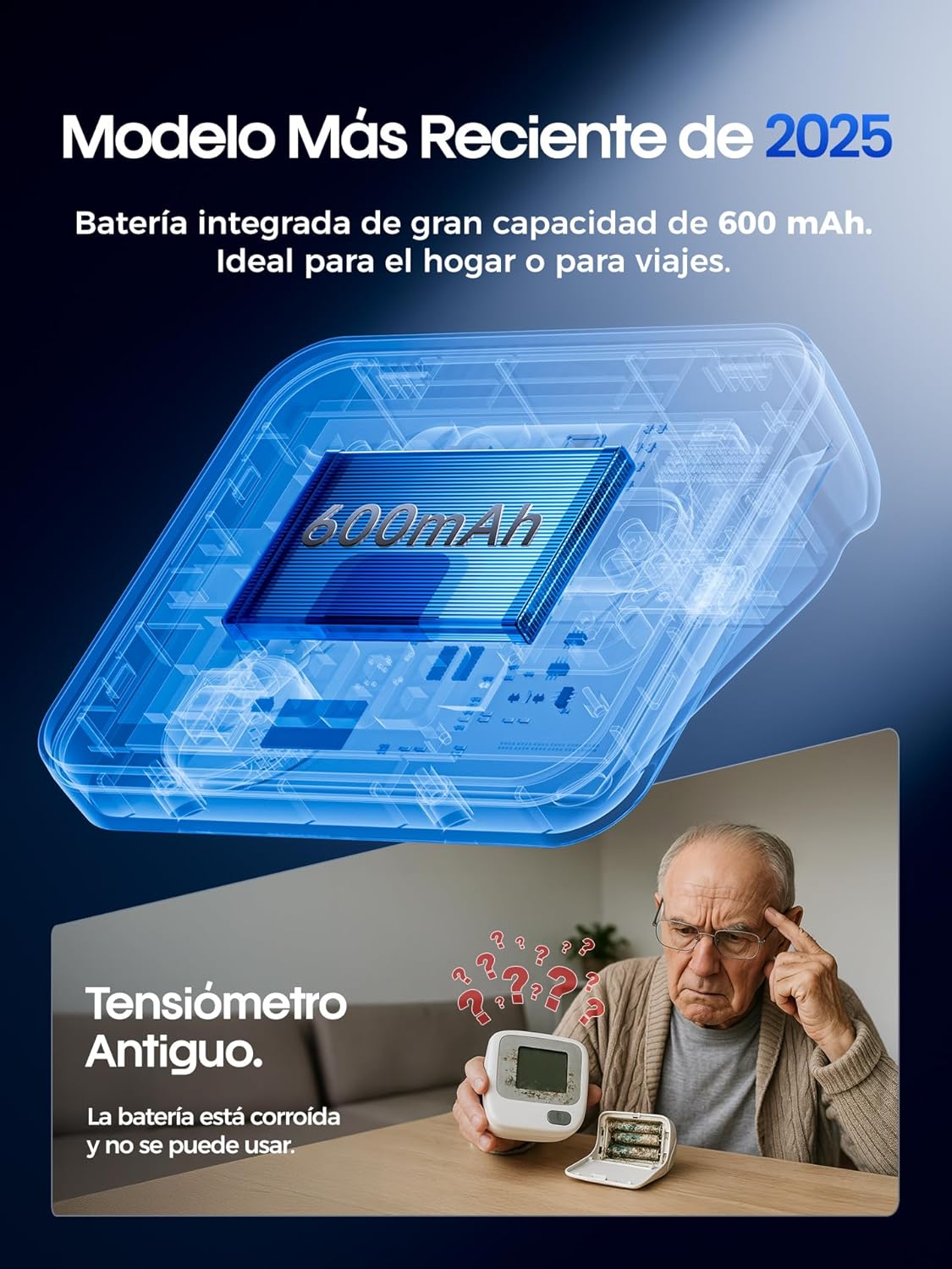 Imagen de Tensiómetro de Brazo Digital, Pantalla Digital LED Medidor Tension Arterial, Blood PresSure Monitor, Se Pueden Registrar 3 x 199 Datos de Usuario, Con Brazalete 22-42cm, Cable de Carga de Tipo-C