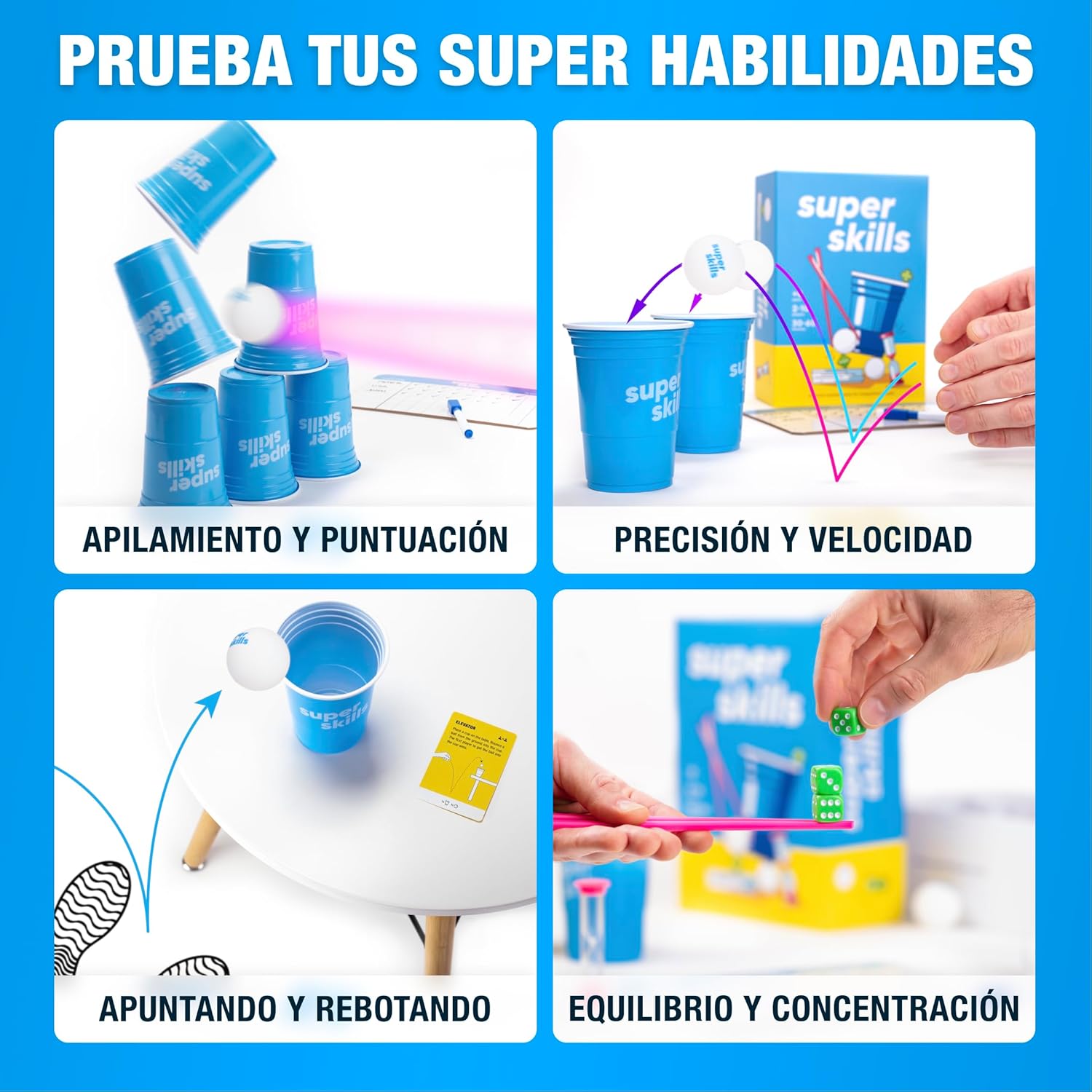 Imagen de The World Game Super Skills - Juego de Mesa Divertido Lleno de Acción para Niños y Adultos - Regalo para Todas Las Edades - Español