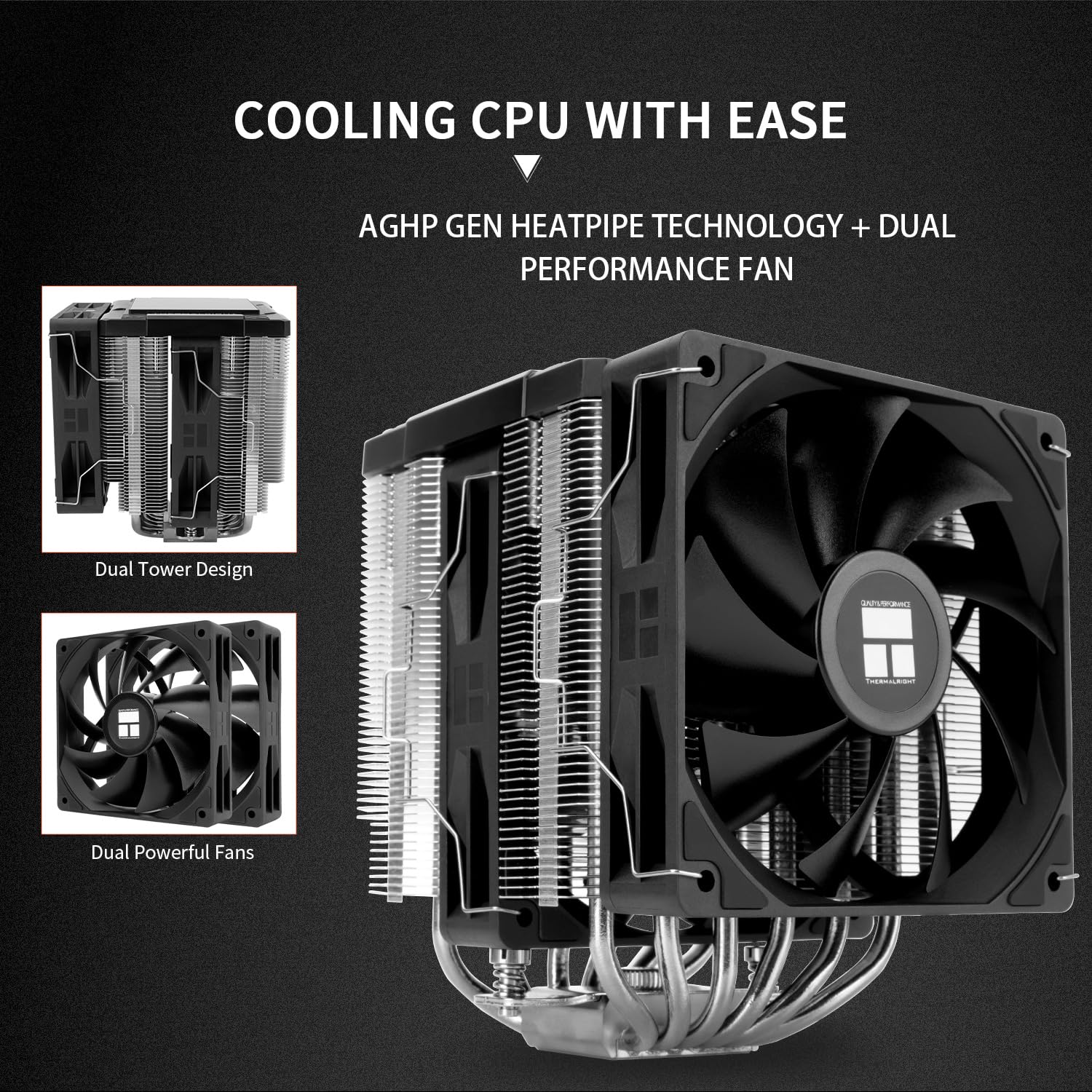 Imagen de Thermalright Assassin 120 Digital Black - Refrigerador de CPU con torre doble y ventiladores dobles, pantalla digital AM4/AM5, Intel LGA1851/1700/115X/1200