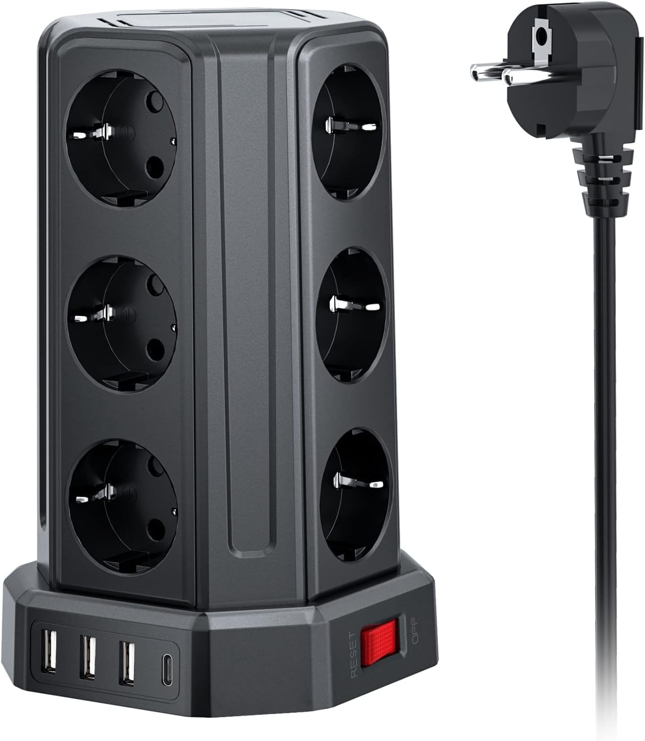 Torre Regletas Enchufes con Cable 5M, Regleta USB