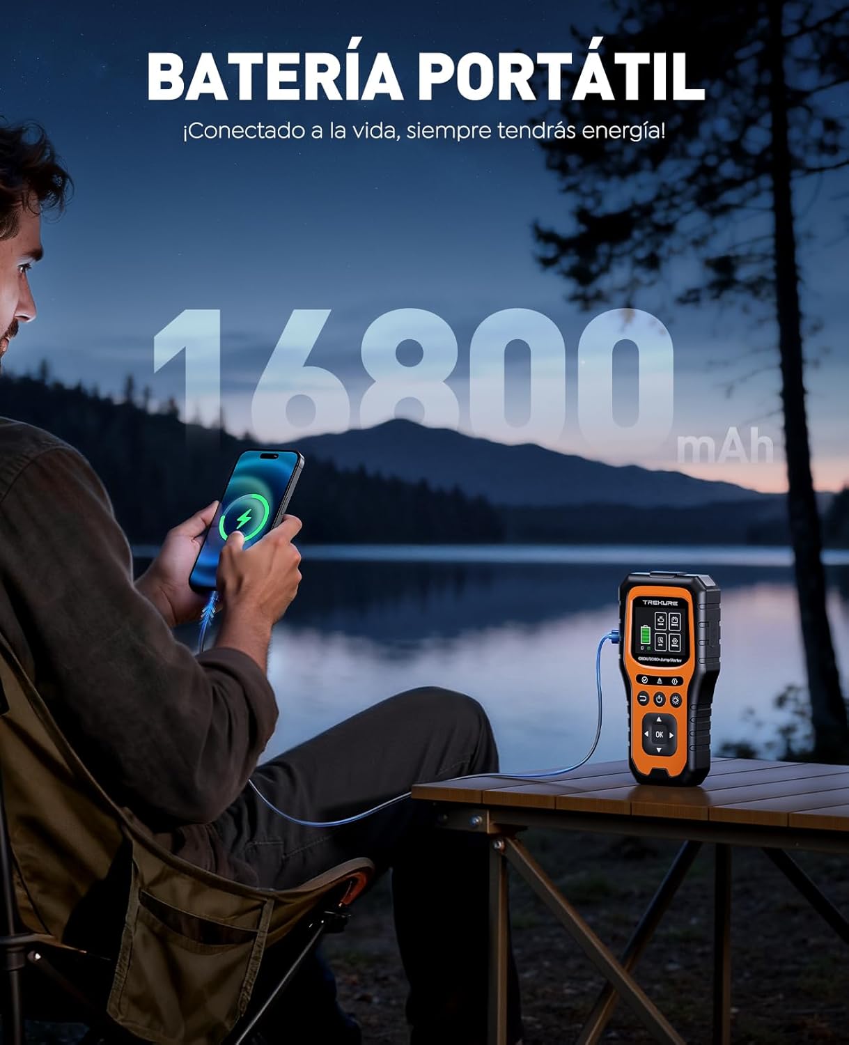 Imagen de TREKURE Arrancador de Baterías de Coche 6000A con OBD2 Diagnosis Coche, Arrancador de Coches Portátil con Función de Arranque Forzado, Prueba de Batería, Pantalla Grande(para All Gas o 10L Diesel)