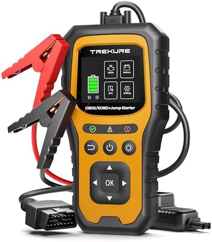 Imagen de TREKURE Arrancador de Baterías de Coche 6000A con OBD2 Diagnosis Coche, Arrancador de Coches Portátil con Función de Arranque Forzado, Prueba de Batería, Pantalla Grande(para All Gas o 10L Diesel)