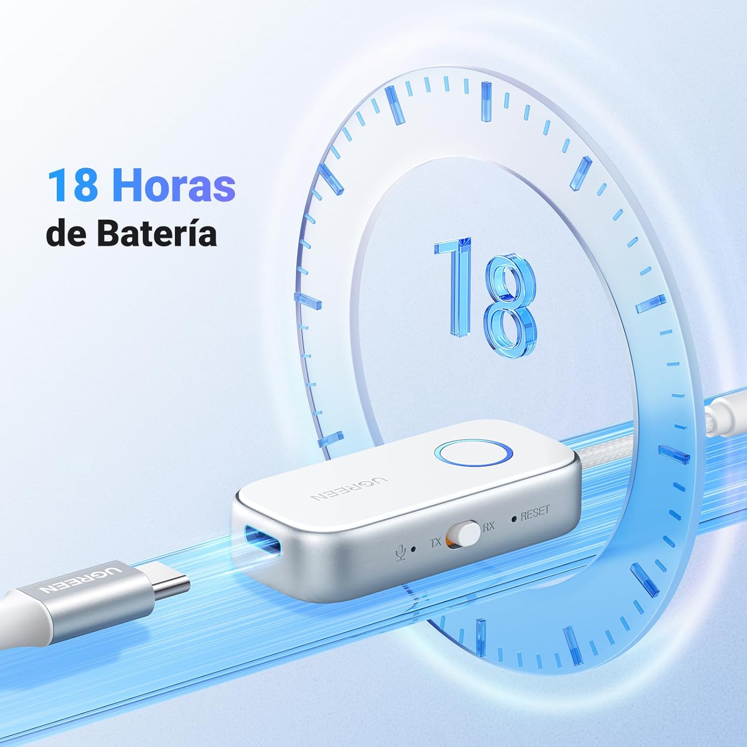 Imagen de UGREEN Transmisor Receptor Bluetooth 6.0 Adaptador 2 en 1 Jack 3,5mm Audio para Coche Altavoz Auriculares Amplificador Móvil PC TV