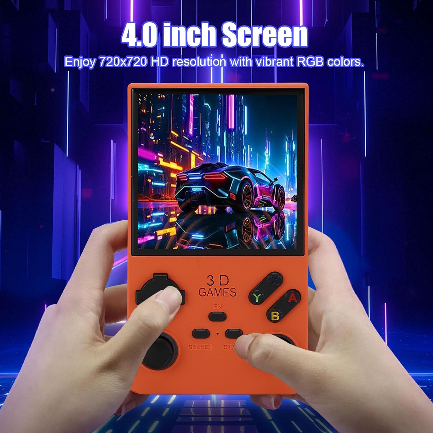 Imagen de VBESTLIFE Console de Juegos de Mano V40 MAX Retro, 8GB+ 256GB, Emuladores Incorporados de 49+, Pantalla HD HD de 4.0 Pulgadas, Batería de 4000 MAh, Consola de Videojuegos Portátiles (Orange)