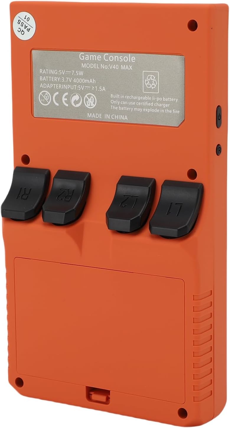 Imagen de VBESTLIFE Console de Juegos de Mano V40 MAX Retro, 8GB+ 256GB, Emuladores Incorporados de 49+, Pantalla HD HD de 4.0 Pulgadas, Batería de 4000 MAh, Consola de Videojuegos Portátiles (Orange)