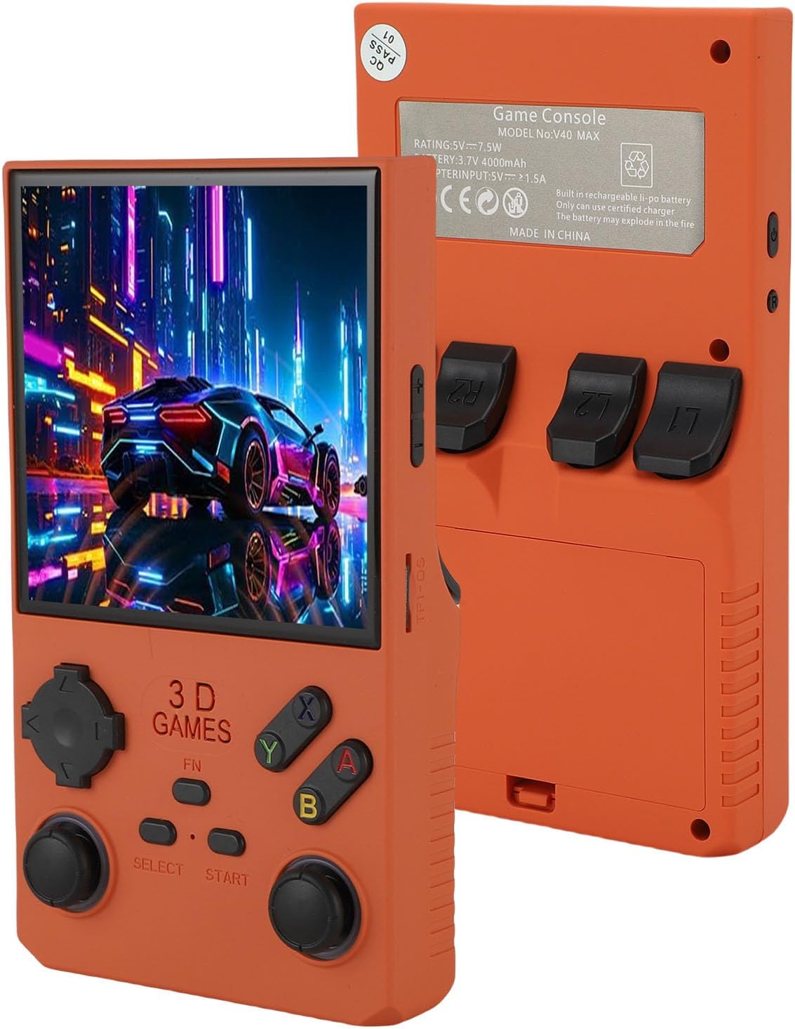 Imagen de VBESTLIFE Console de Juegos de Mano V40 MAX Retro, 8GB+ 256GB, Emuladores Incorporados de 49+, Pantalla HD HD de 4.0 Pulgadas, Batería de 4000 MAh, Consola de Videojuegos Portátiles (Orange)
