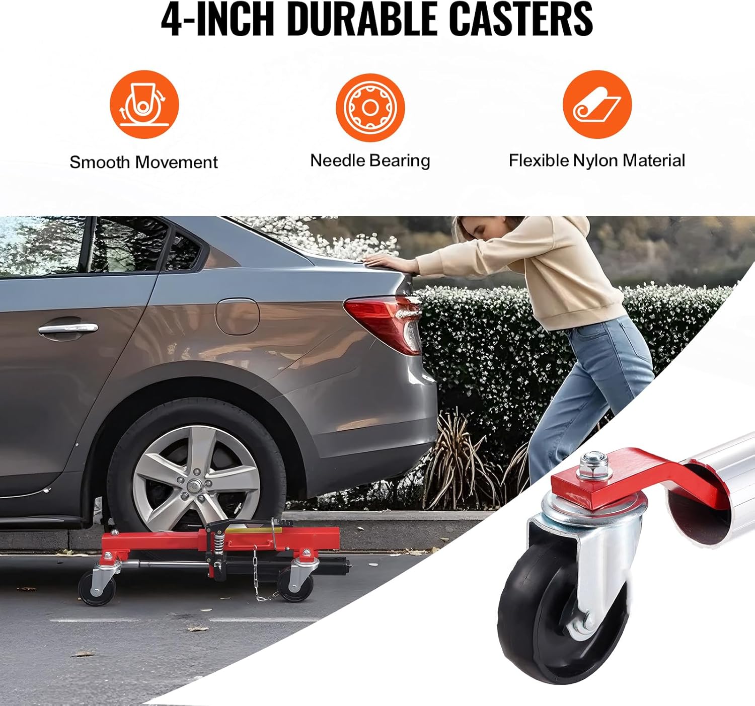 Imagen de VEVOR Carro de Manipulación de Automóviles Carga de 680 kg 2 Piezas, Carro Hidráulico para Desplazamiento de Automóviles con Ruedas para Posicionamiento de Vehículos, Camiones, Remolques