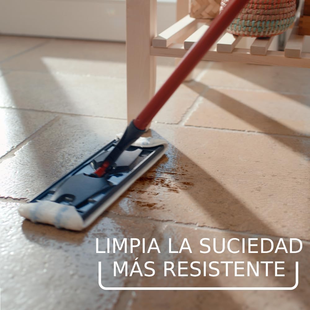 Imagen de Vileda H2Pro Sistema de mopa Plana | Separación de Agua Limpia y Sucia | Manejo con una Sola Mano | Almacenamiento Compacto | Palo ergonómico | Microfibra de Alta absorción | Color Gris y Azul