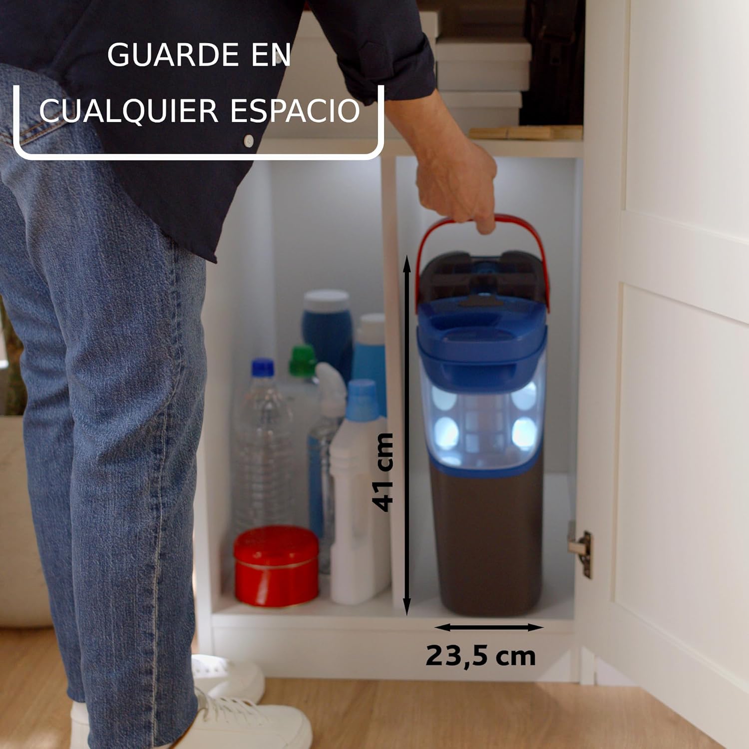 Imagen de Vileda H2Pro Sistema de mopa Plana | Separación de Agua Limpia y Sucia | Manejo con una Sola Mano | Almacenamiento Compacto | Palo ergonómico | Microfibra de Alta absorción | Color Gris y Azul