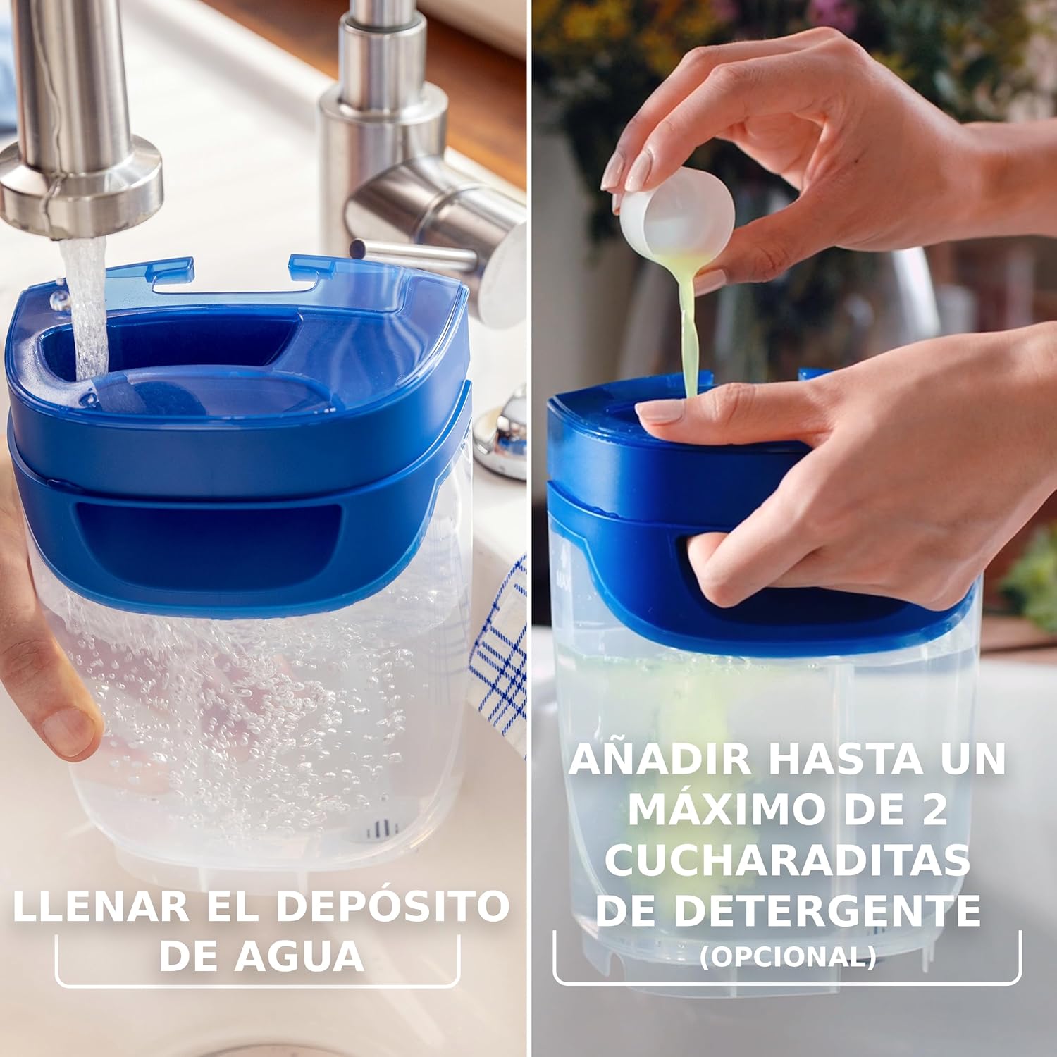 Imagen de Vileda H2Pro Sistema de mopa Plana | Separación de Agua Limpia y Sucia | Manejo con una Sola Mano | Almacenamiento Compacto | Palo ergonómico | Microfibra de Alta absorción | Color Gris y Azul