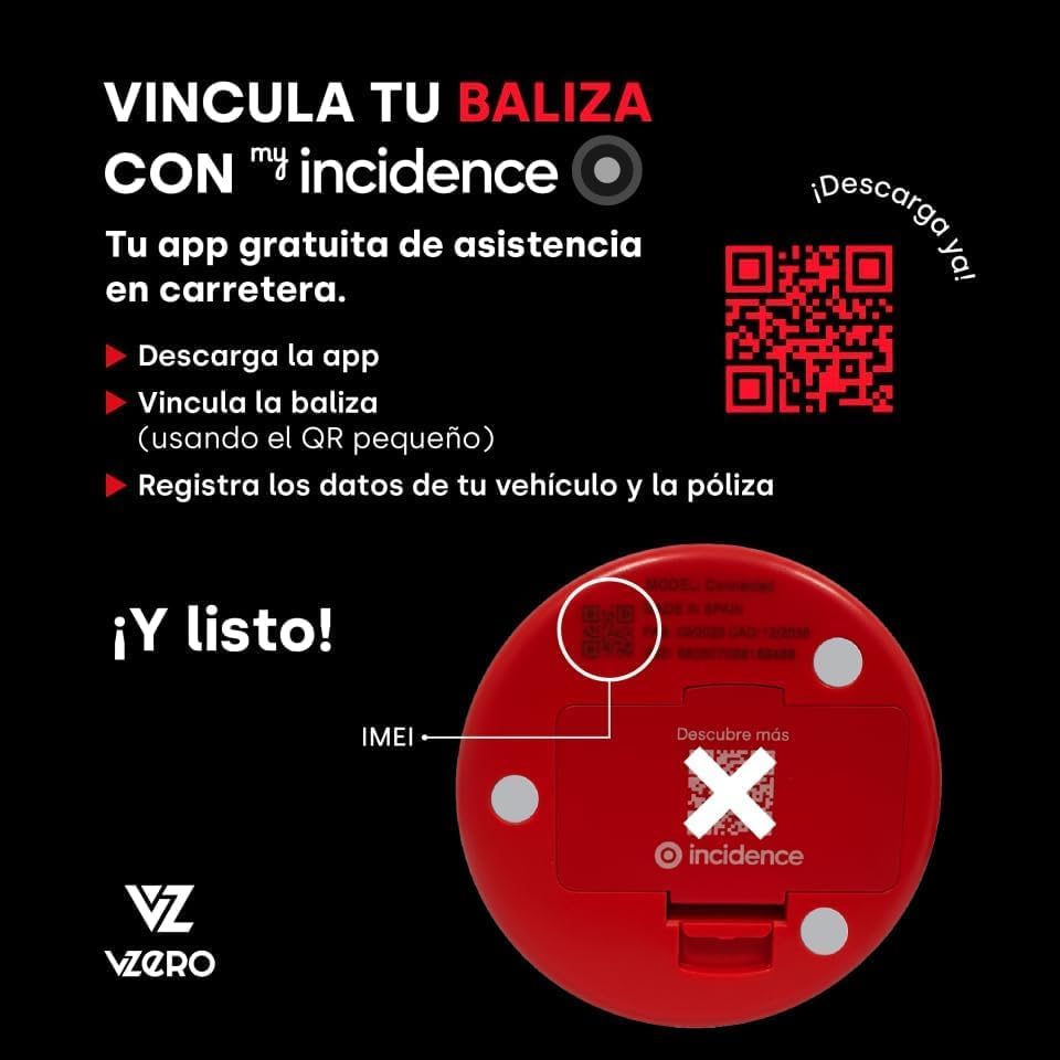 Imagen de VZero - Luz de Emergencia V16 con Geolocalización + Funda, Señal Homologada Conectada con DGT 3.0, Apta para 2026, Baliza para Coche con eSIM Incluida, Alta Potencia y Sistema Eye Protect