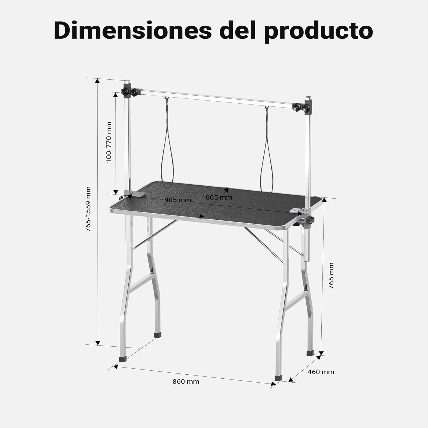 Imagen de WilTec Mesa para Corte Canina con 2 Lazos peluqueria Mascotas Perro Gato Tabla