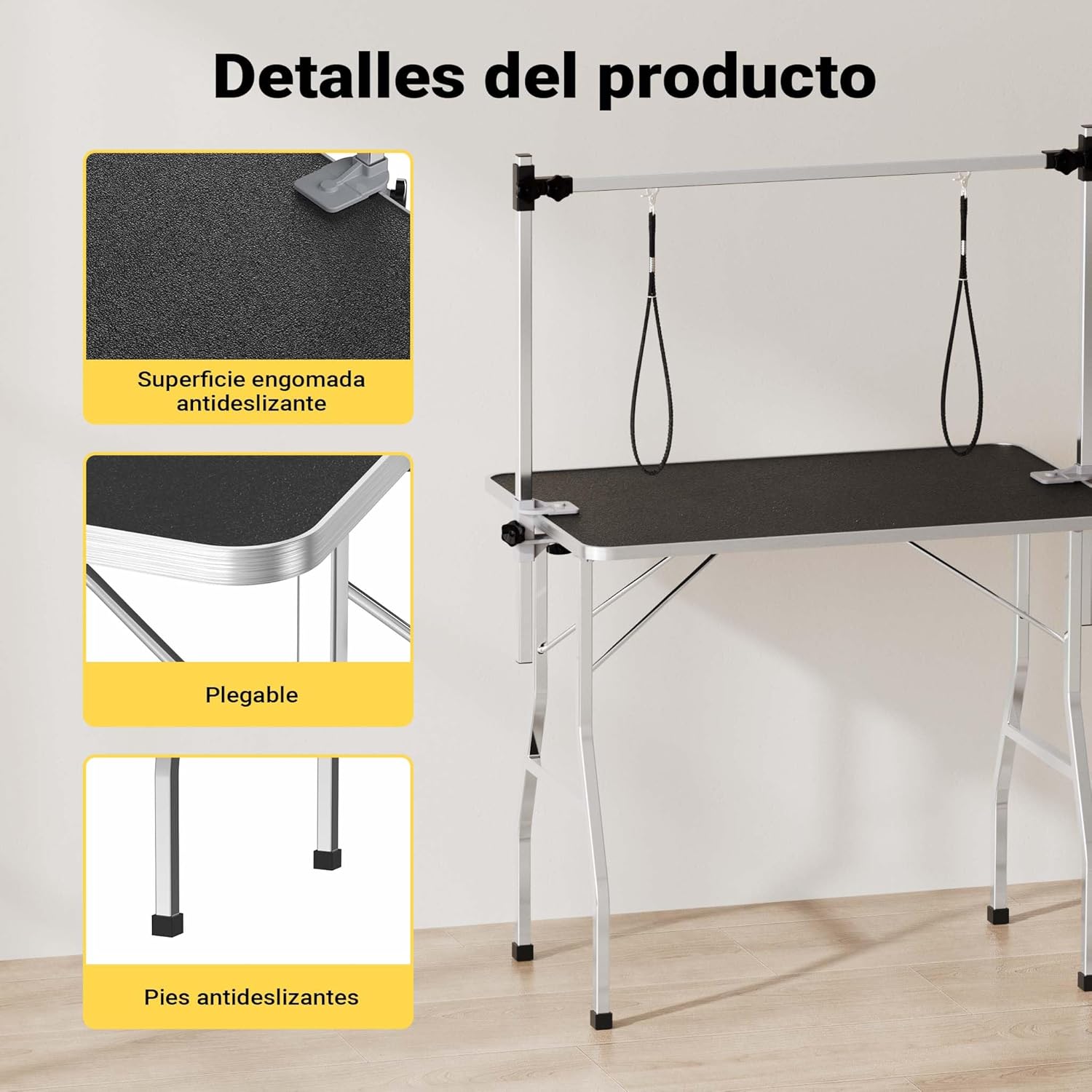 Imagen de WilTec Mesa para Corte Canina con 2 Lazos peluqueria Mascotas Perro Gato Tabla