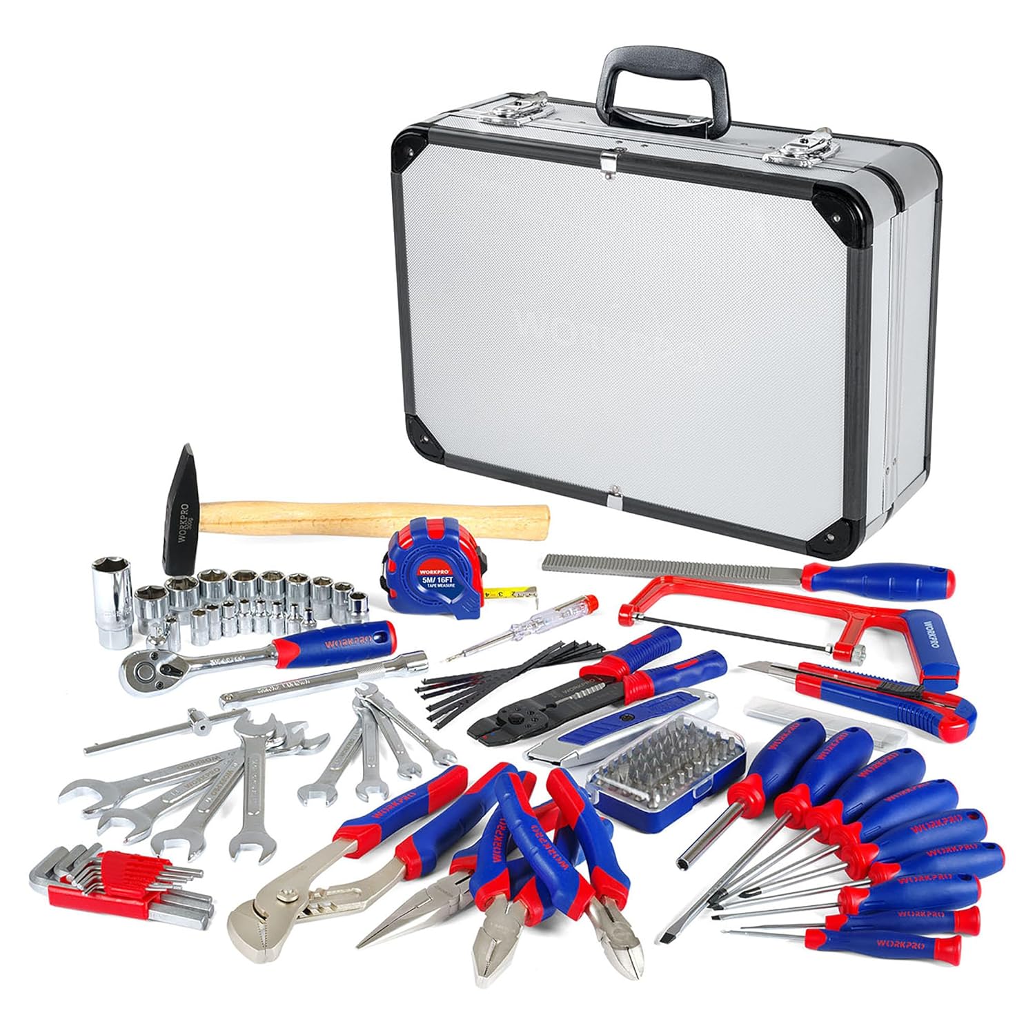 Imagen de WORKPRO 119 PC Maletín de Herramientas Completas, Caja Herramienta Metálica, Herramientas Universales, Kit Versátil Herramientas Portátil para Reparaciones Diarias, Perfecto Hogar y Oficina