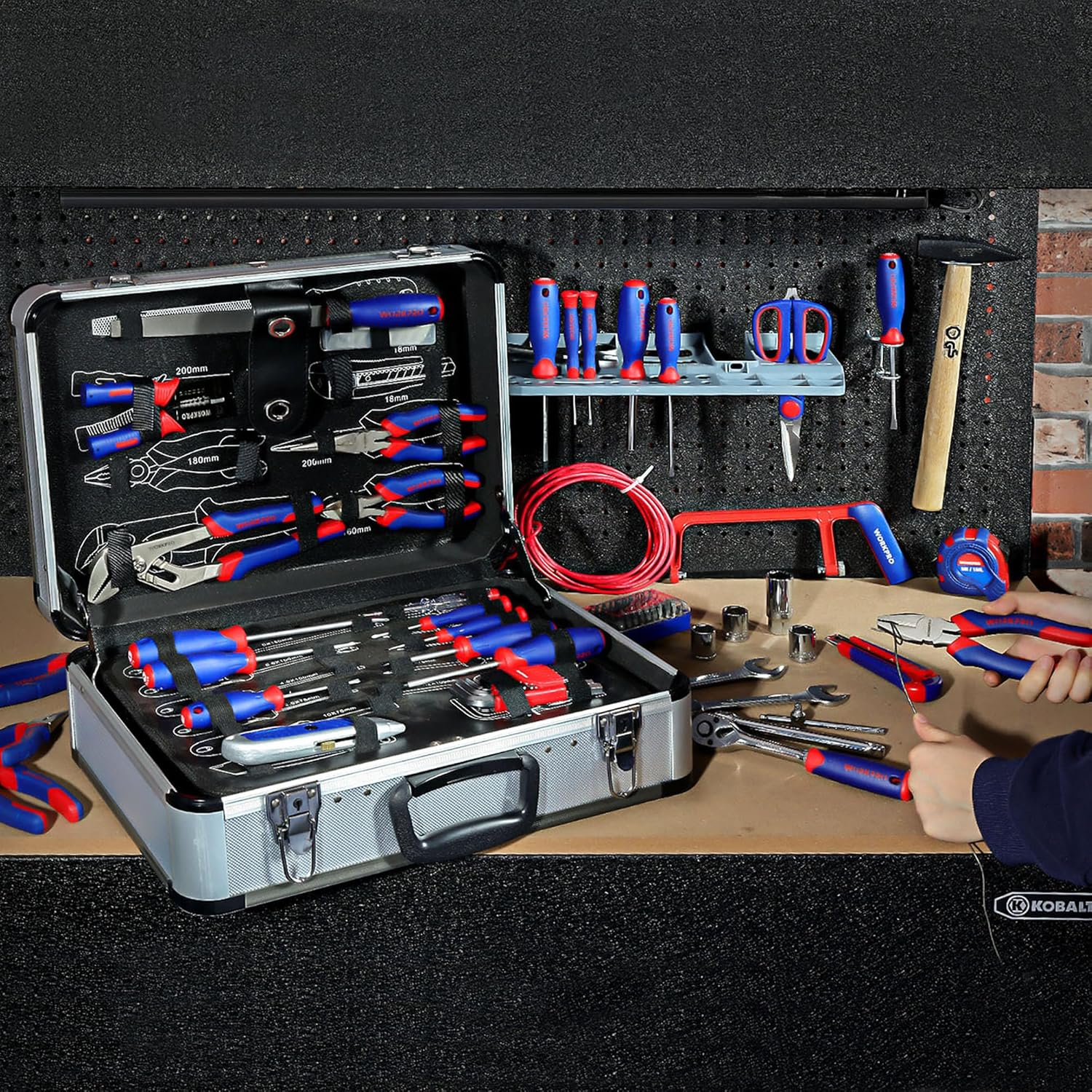 Imagen de WORKPRO 119 PC Maletín de Herramientas Completas, Caja Herramienta Metálica, Herramientas Universales, Kit Versátil Herramientas Portátil para Reparaciones Diarias, Perfecto Hogar y Oficina