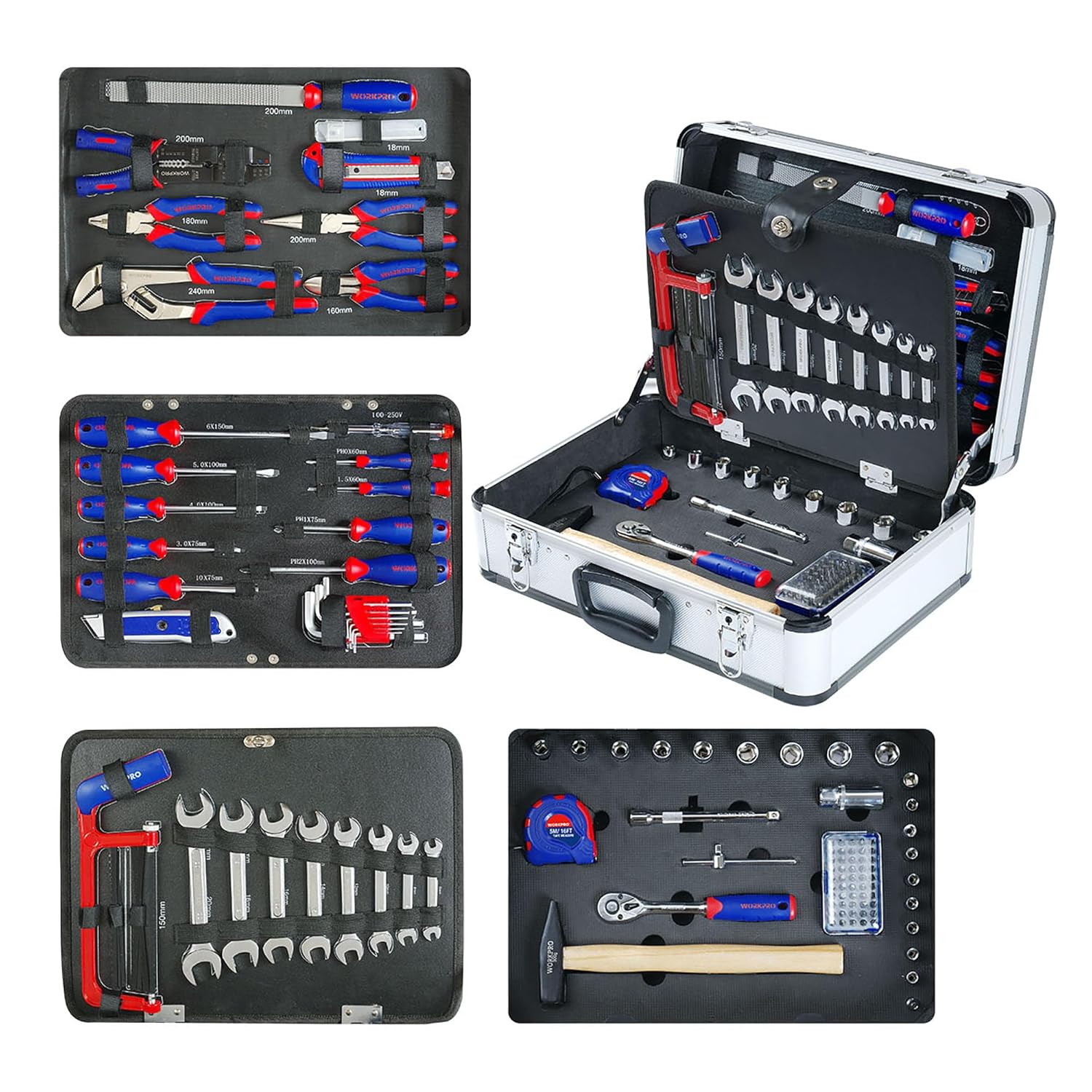 Imagen de WORKPRO 119 PC Maletín de Herramientas Completas, Caja Herramienta Metálica, Herramientas Universales, Kit Versátil Herramientas Portátil para Reparaciones Diarias, Perfecto Hogar y Oficina