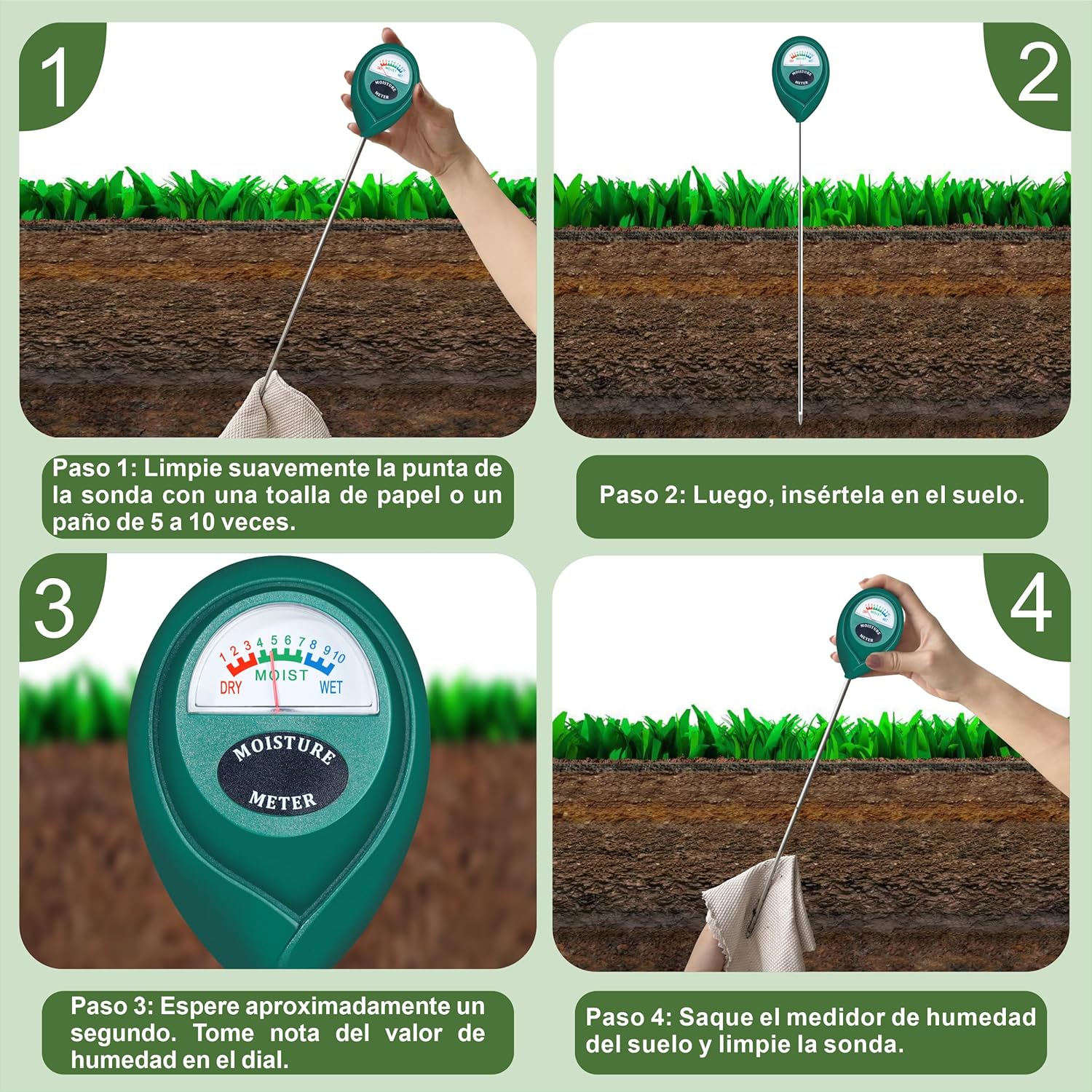Imagen de XLUX Medidor de Humedad de Suelo de Uso Profundo, Sensor indicador de Monitor de Agua, higrómetro para Plantas Grandes de Interior y Exterior, Flores, jardinería, Agricultura