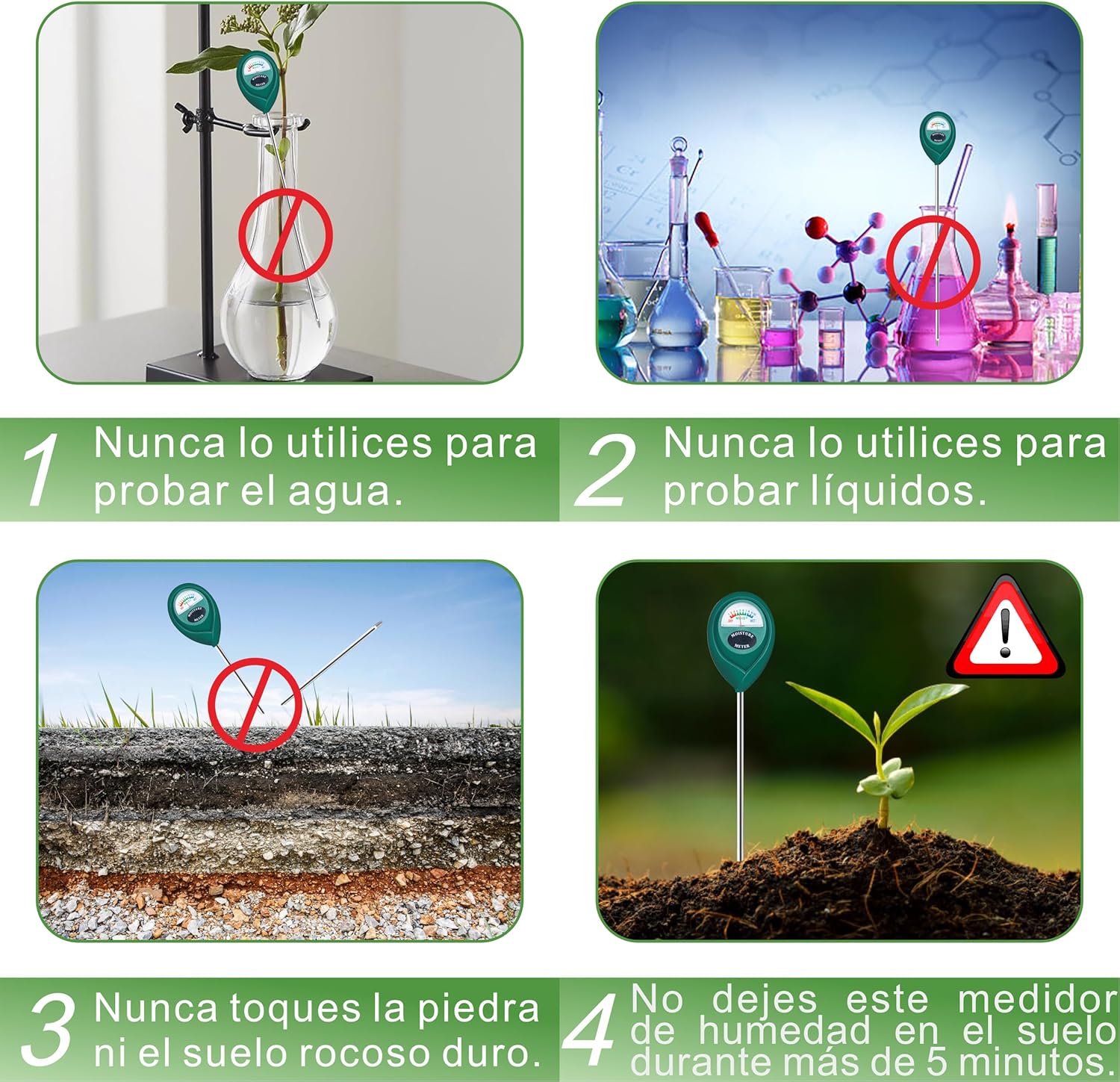 Imagen de XLUX Medidor de Humedad de Suelo de Uso Profundo, Sensor indicador de Monitor de Agua, higrómetro para Plantas Grandes de Interior y Exterior, Flores, jardinería, Agricultura